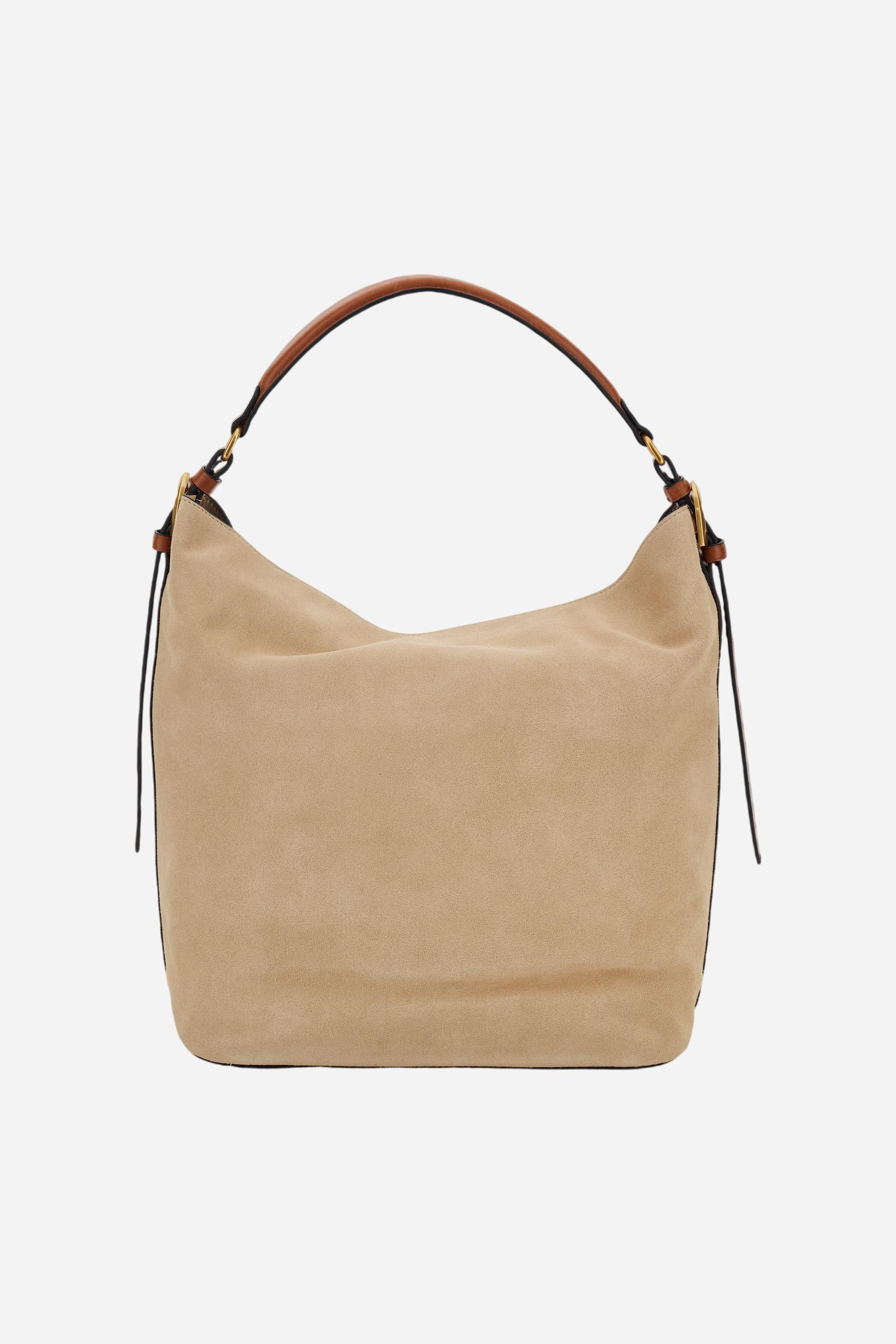 Suede and leather bucket bag – Large Shoulder Bag