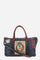 Unisex duffel bag in solid color, made of 100% leather. Iconic brand design, enriched with writings and patches. Finished with contrasting elements. Zip closure. Equipped with two handles and a removable shoulder strap. The front of the accessory features the La Martina writing and logo. The bag is adorned with stitched patches depicting landscapes and symbols related to Argentina. A leather address tag is attached to one of the handles. Dimensions (width x height x depth): 64x42x23 cm. - Navy