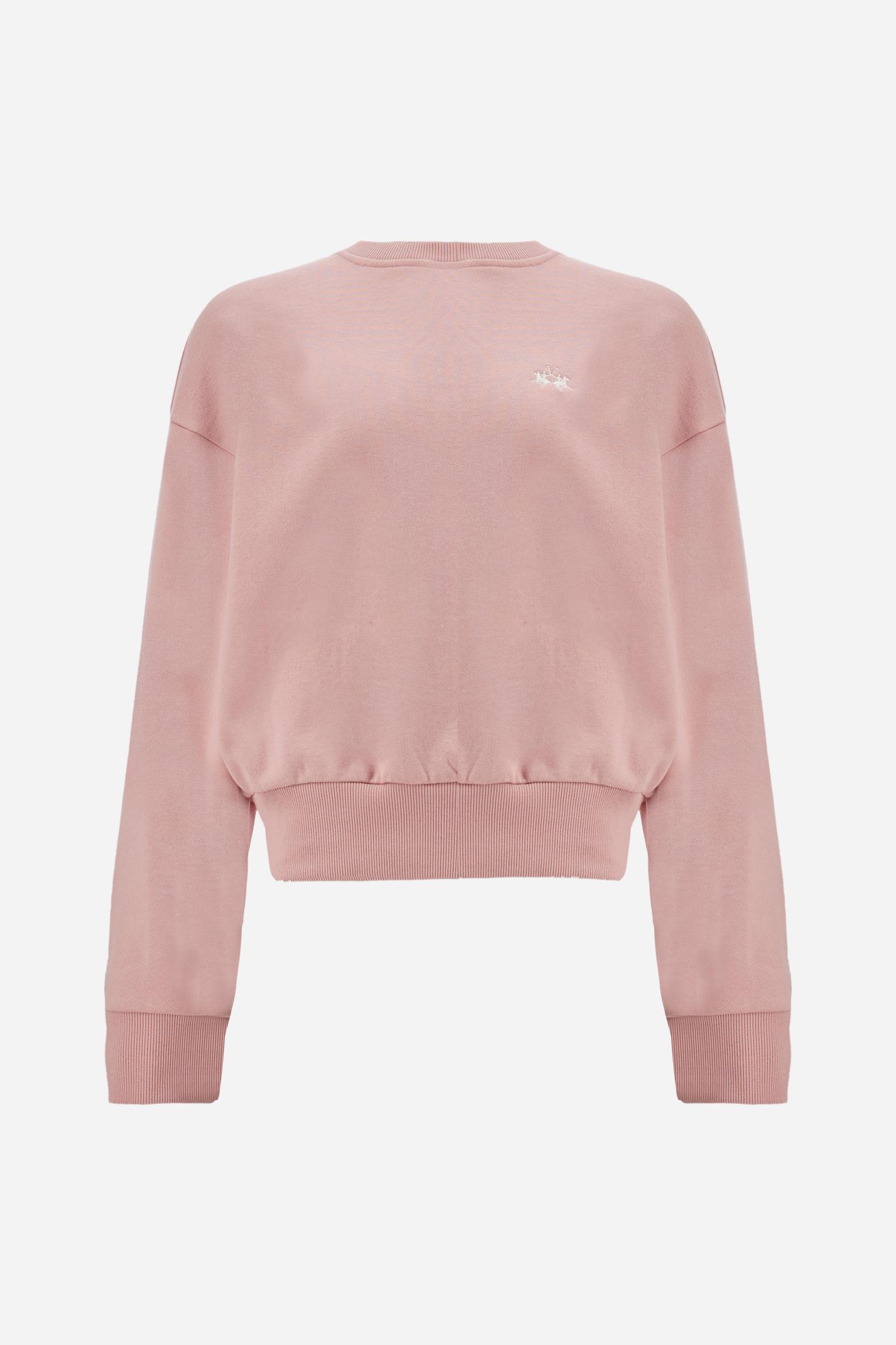 Sweat-shirt femme col rond en coton gratté - Dariana