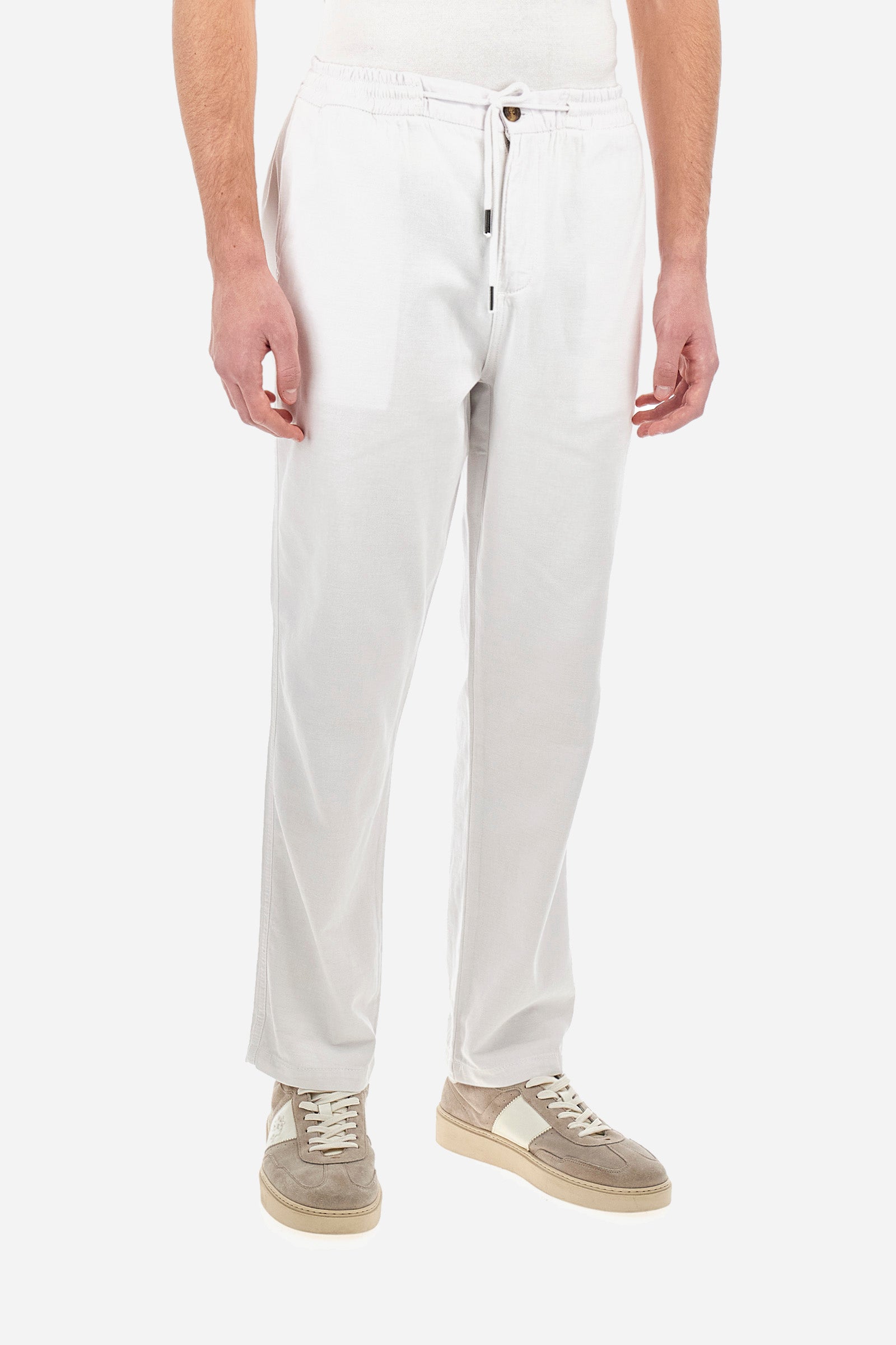 Linen and cotton canvas regular fit trousers - Vann