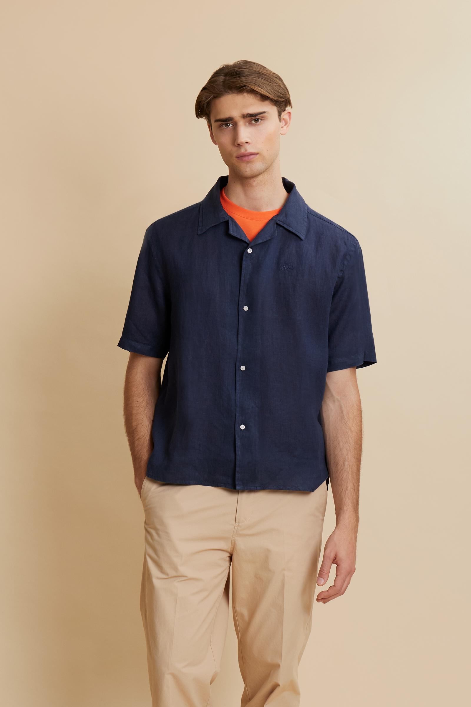 Men’s bowling shirt in pure linen relaxed fit summer style – Varoun