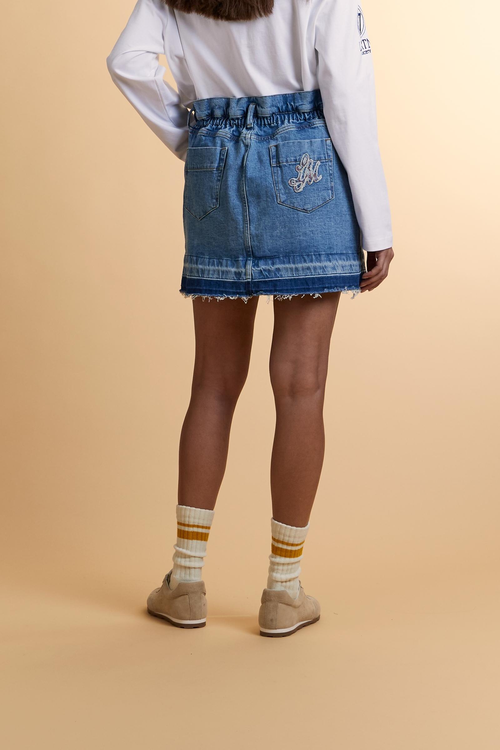 Damen-Denim-Minirock mit Kontrastsaum – Clizia