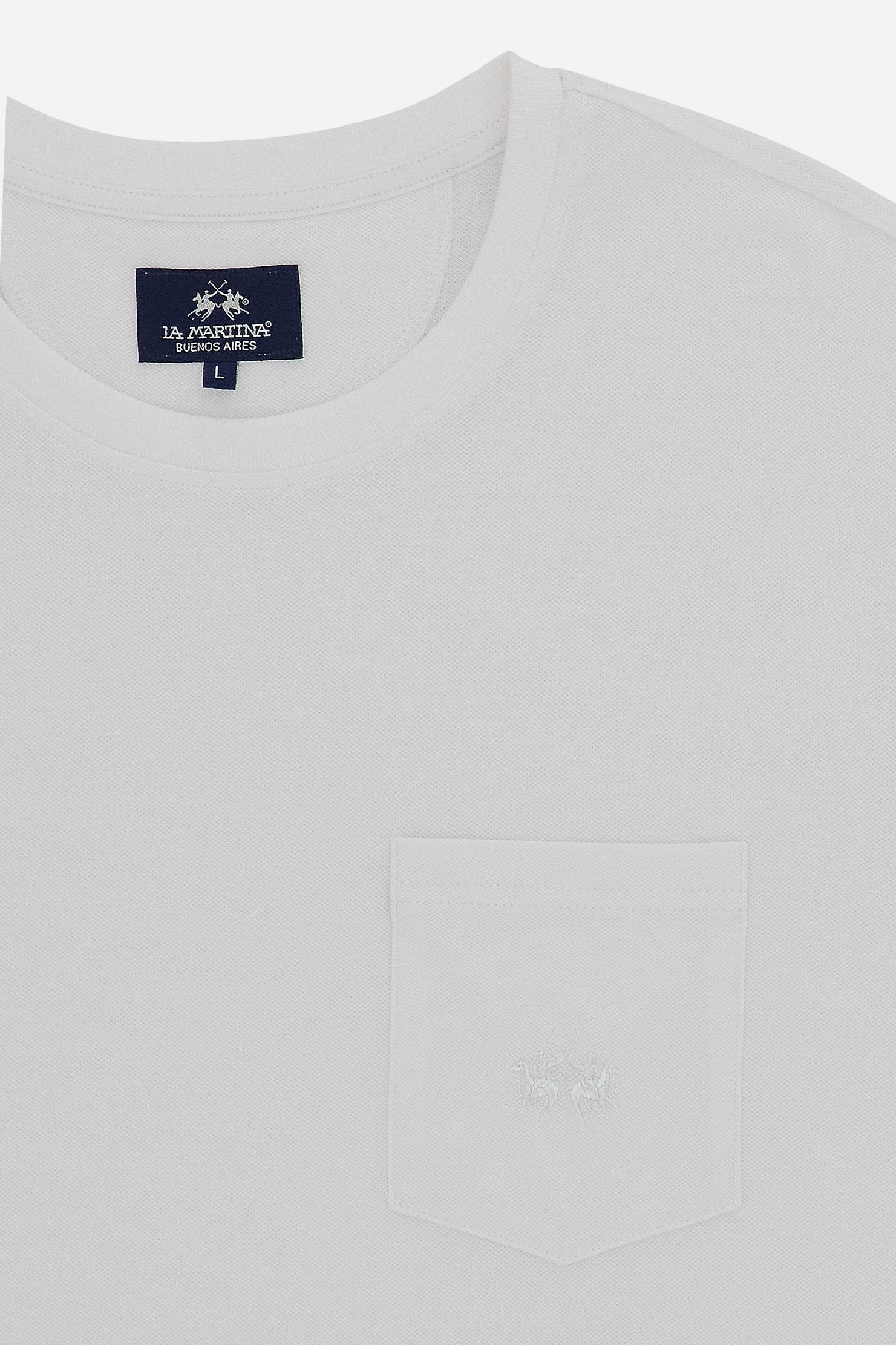 Men’s short-sleeve stretch piqué T-shirt. Regular fit with chest pocket personalised with logo. - Optic White                                                                                                                                                                                                                                                                                                                                                                                                                   