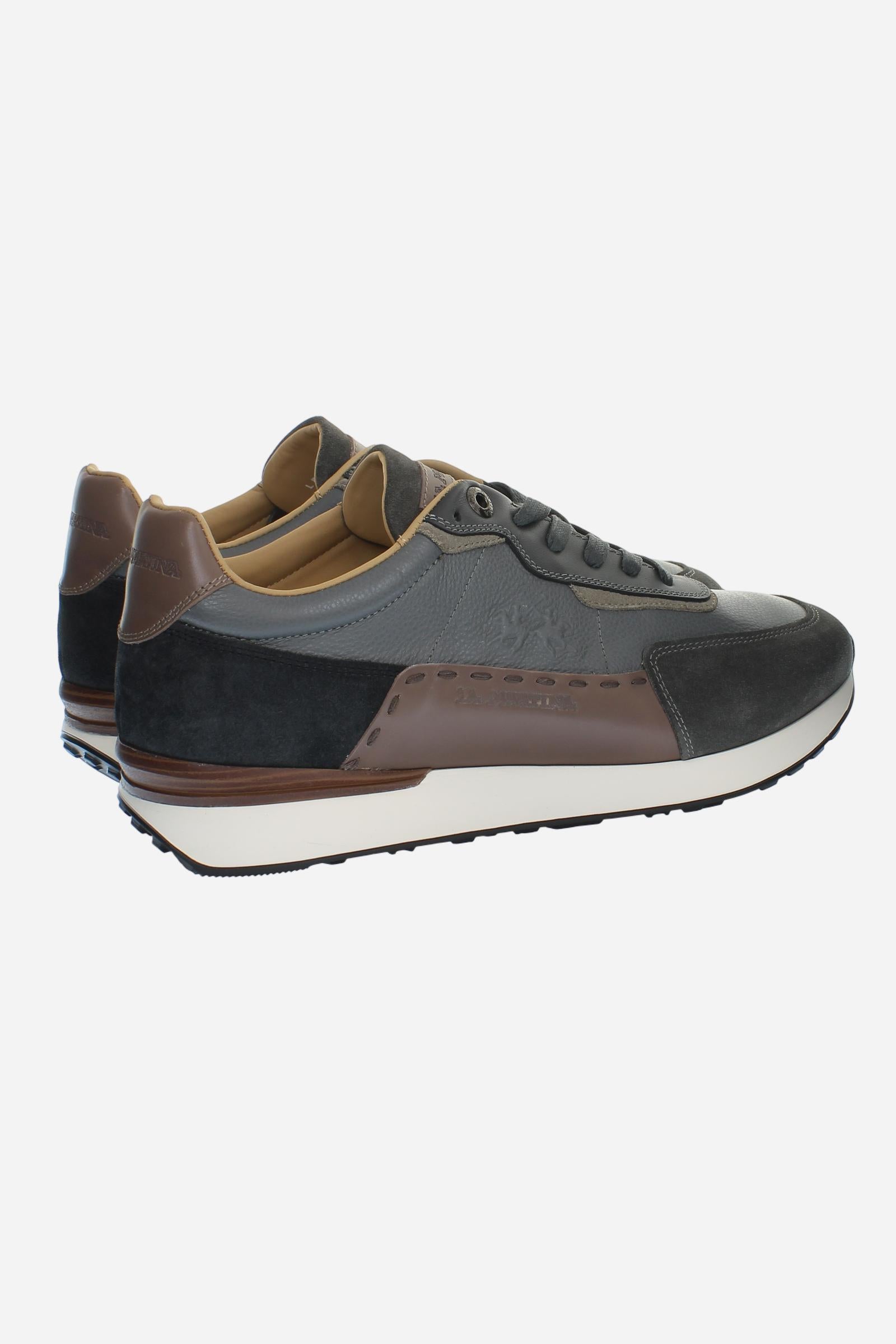 Sporty and elegant trainers in leather and suede, with ultralight technical soles in XL Extralight EVA. Perfect for anyone in search of comfort, performance and handcrafted details. - GREY/GREY