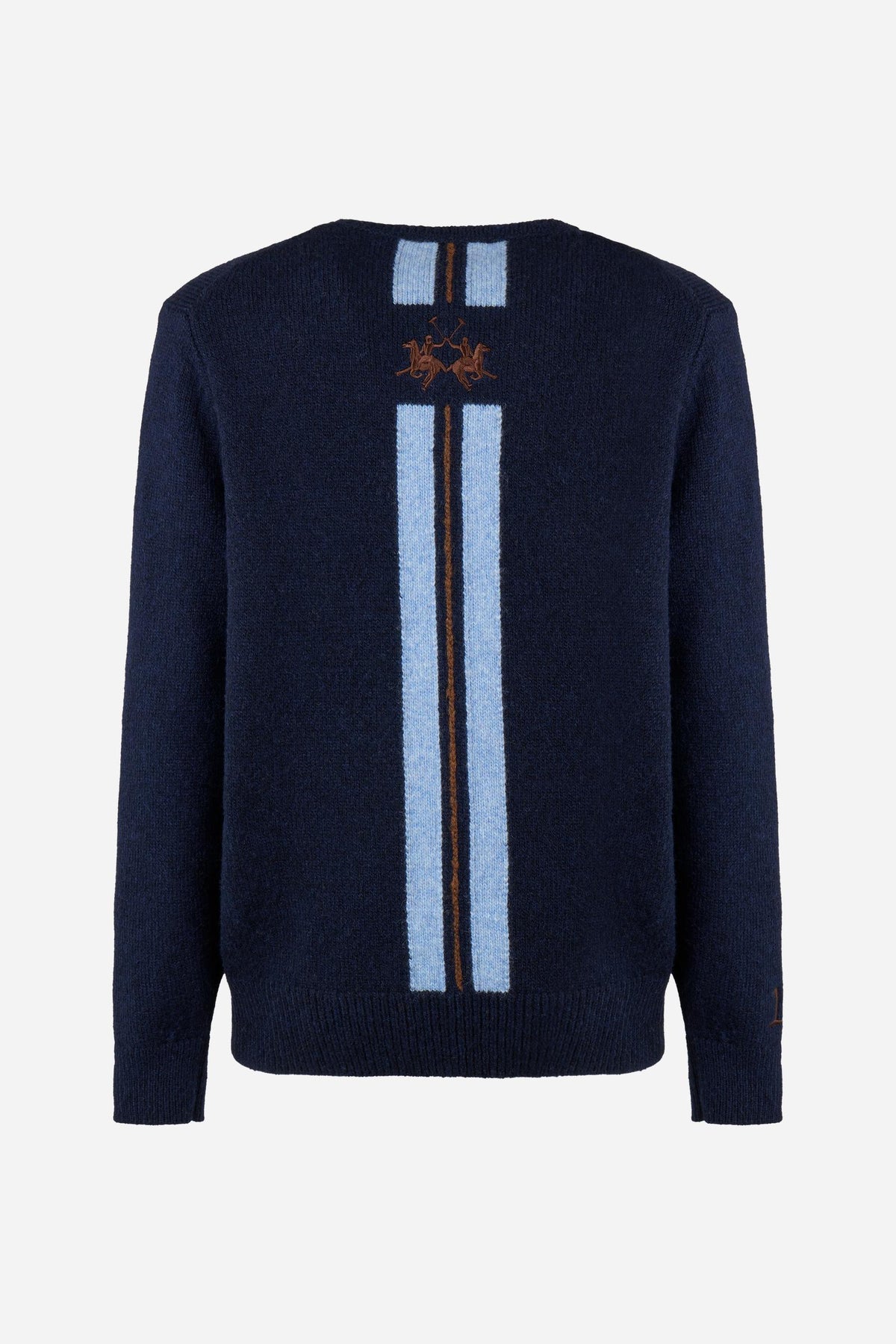 Men's crew neck sweater with alpaca blend, striped Argentina - Elmer