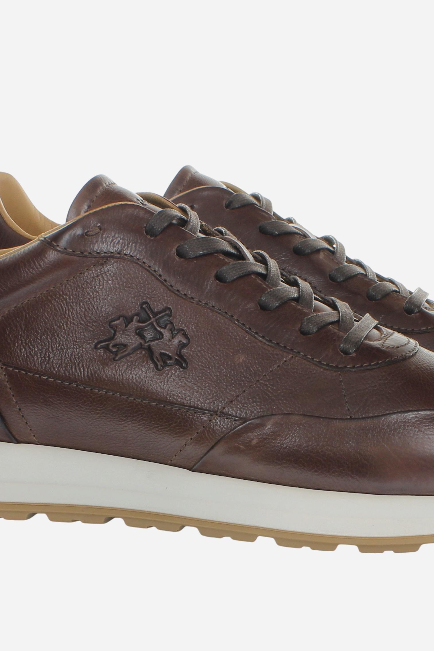 Men's sneaker in vegetable-tanned leather with two-tone sole - LM