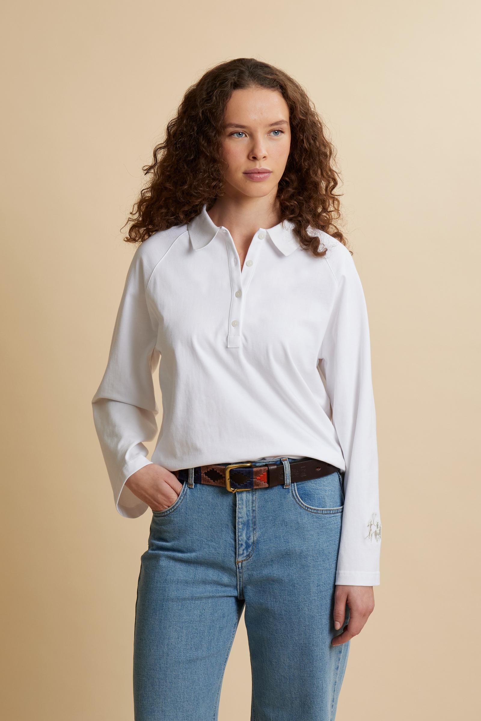 Women’s long-sleeve heavy cotton jersey polo shirt – Catalina