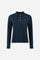 Women's long-sleeve polo shirt in 100% cotton piqué with a regular fit, ribbed collar, button front, fabric cuffs, and embroidered brand logo detail. - Navy Blazer