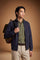 Men's 100% cotton fleece sweatshirt with a high collar, customized zipper, ribbed cuffs and hem, regular fit, and a subtle embroidered logo for comfort and style. - Navy Blazer