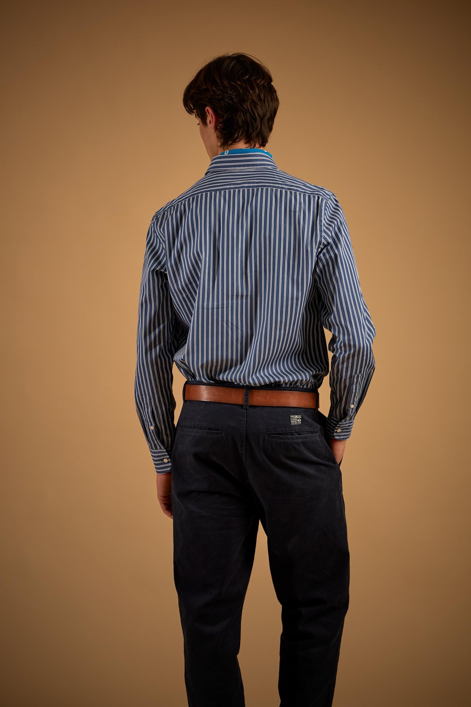 Men's shirt in cotton poplin with large two-tone stripes - Rodolfo
