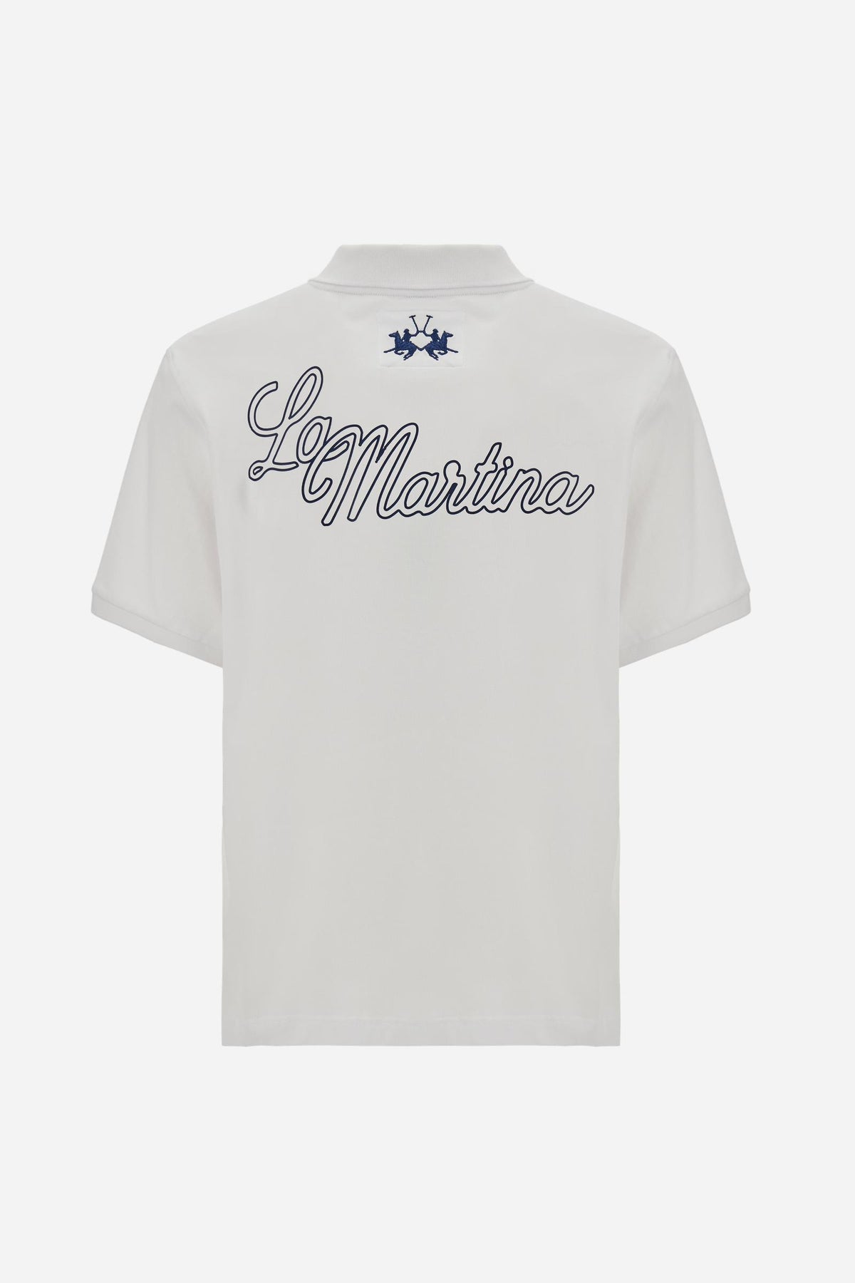 Men’s short-sleeve polo in 100% cotton piqué with a two-button placket, ribbed collar, and embroidered details for a contemporary fit. - Optic White