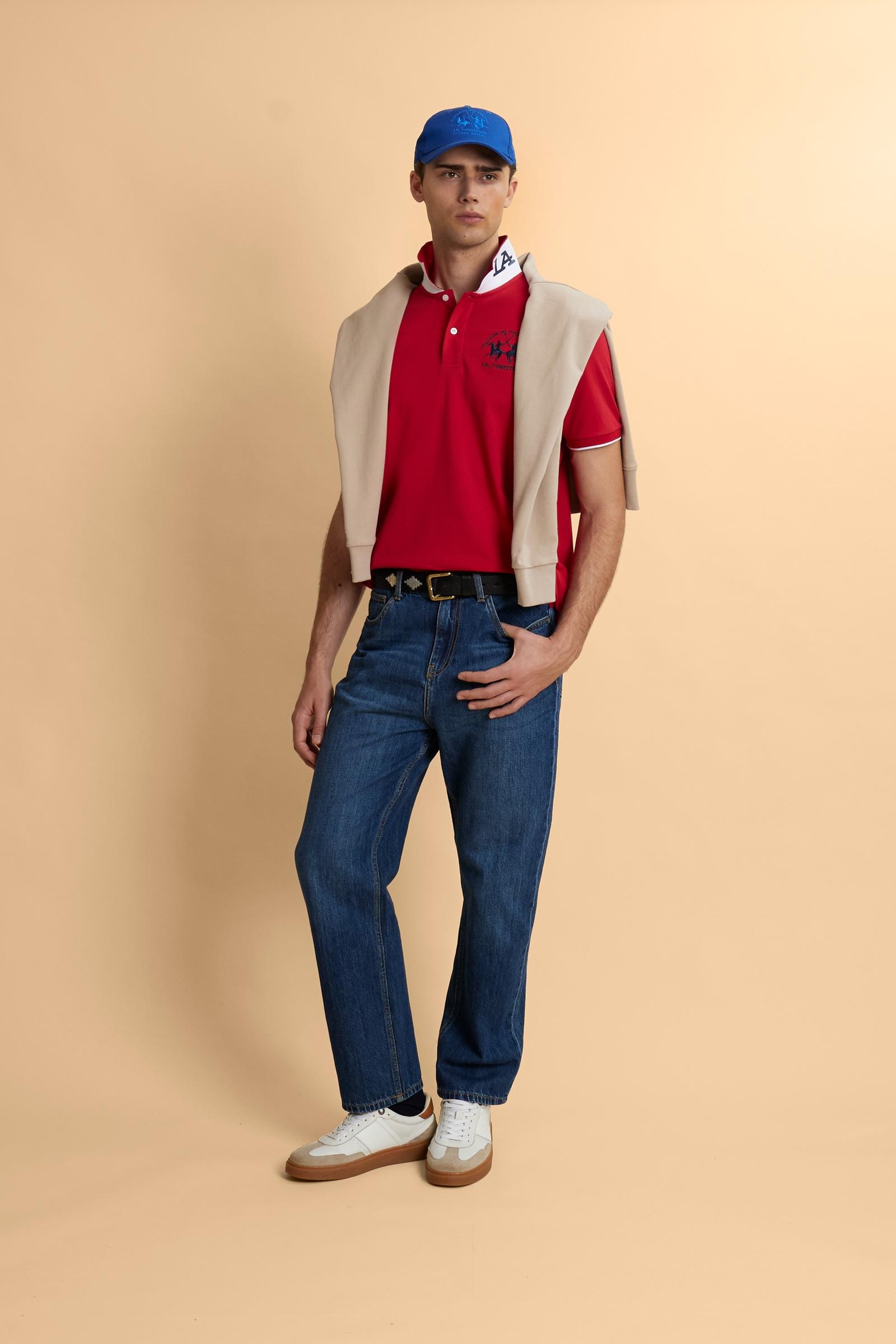 Men's short sleeve polo in stretch piqué with Iconic Team logo - Miguel