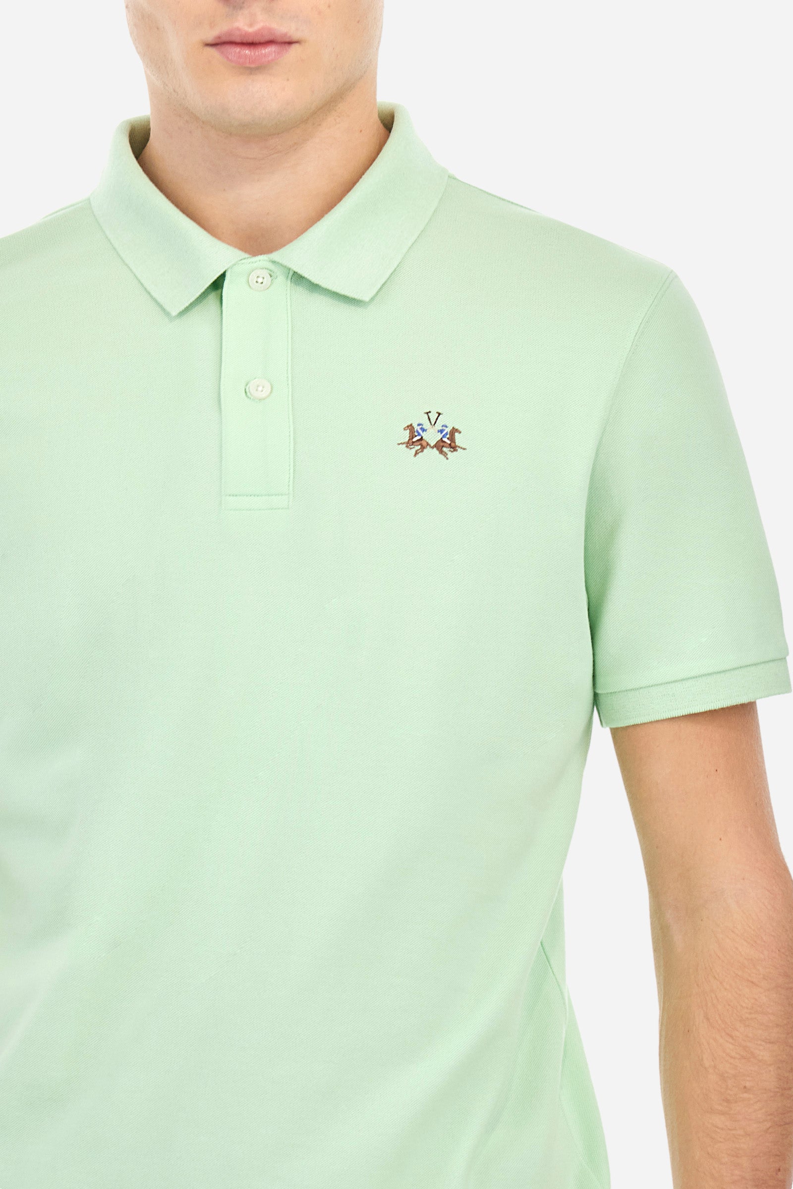 Poloshirt aus Stretch-Piqué-Baumwolle mit schmaler Passform – Eduardo