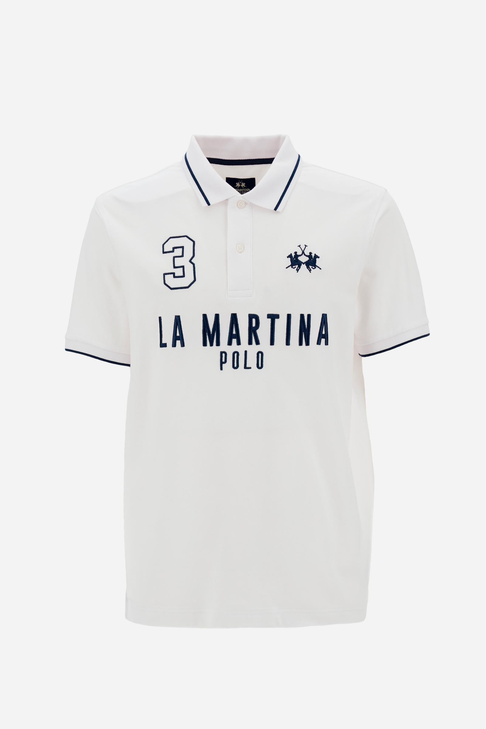 Men's short sleeve polo in stretch piqué Iconic - Yeshayahu – La