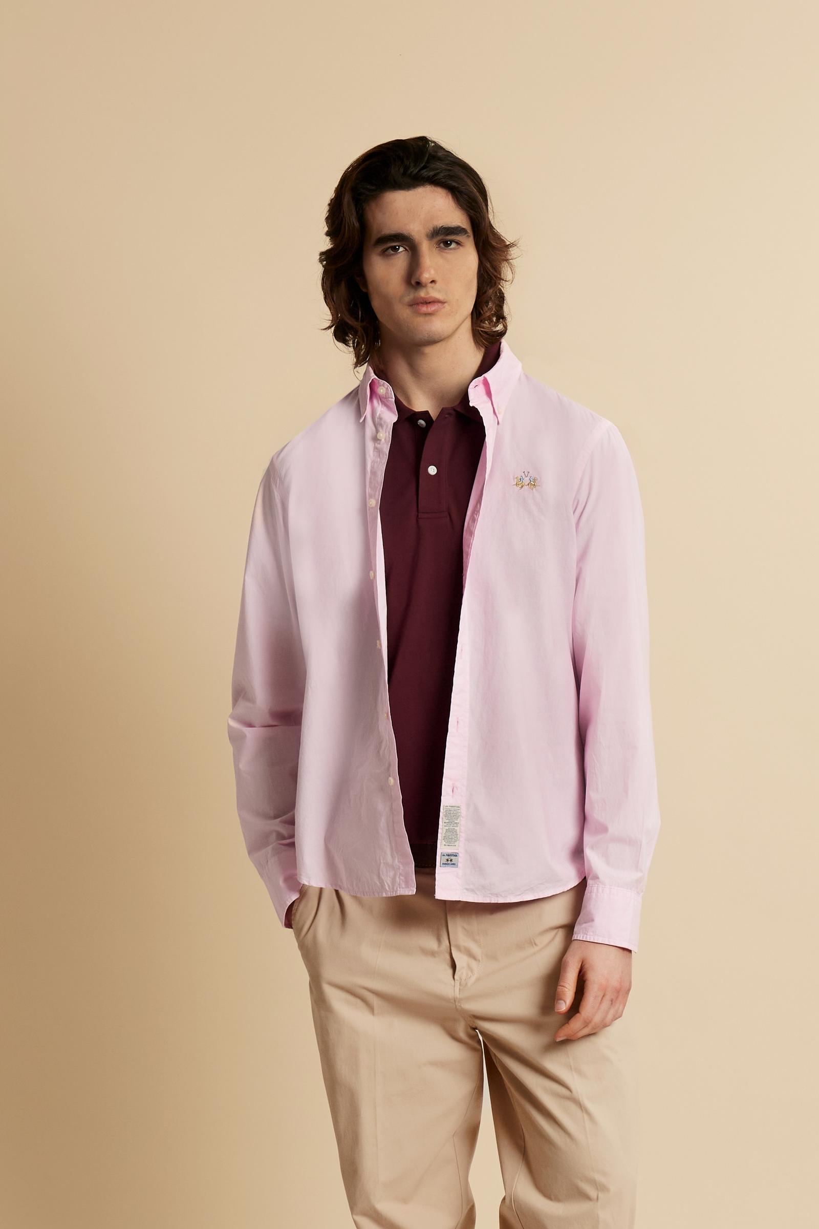 Men’s garment-dyed cotton poplin shirt - Rodolfo