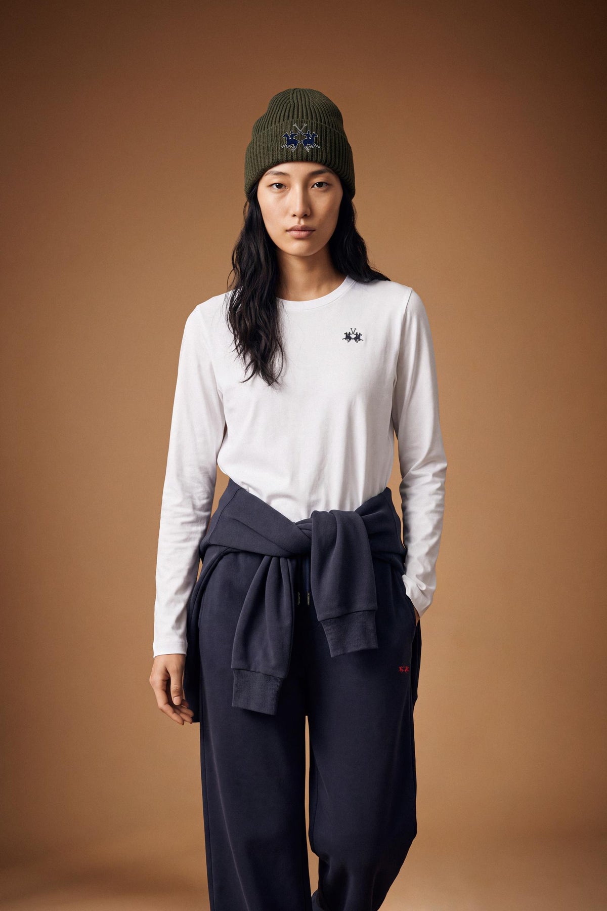 Soft cotton jersey long-sleeve T-shirt with a regular fit, crew neckline, and subtle embroidered logo. Smooth, comfortable, and slightly shaped for a clean look. - Optic White