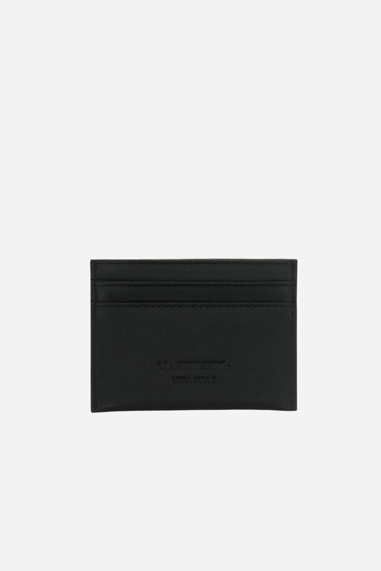 Men’s wallet in calfskin leather. Compact and minimalist, with organized interior and brand’s metal logo on the front. - Black                                                                                                                                                                                                                                                                                                                                                                                                  