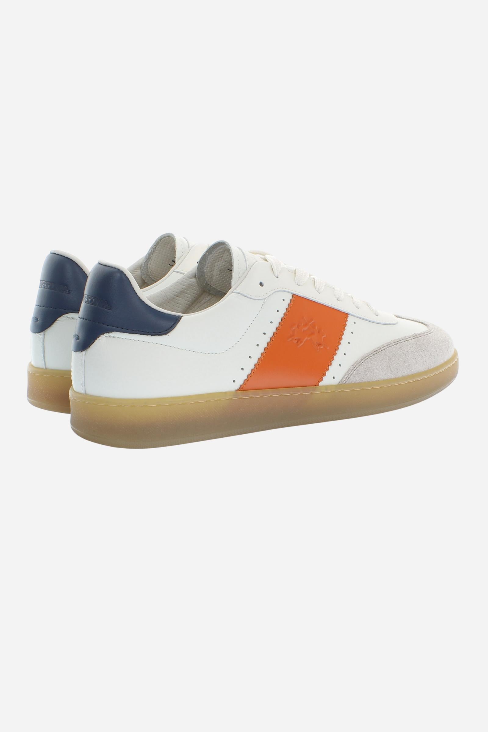 Men’s retro tennis sneakers in calf leather and suede - Sage