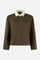 Women's long-sleeve polo in heavy-weight cotton jersey with a comfortable fit, straight cut, rugby collar, concealed front opening, embroidered crest, and LM patch. - Hot Fudge