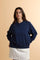 Cotton sweatshirt for women with raglan sleeves, featuring a clean design and embroidered logo patch on the back. Relaxed fit for ultimate comfort. - Navy                                                                                                                                                                                                                                                                                                                                                                      