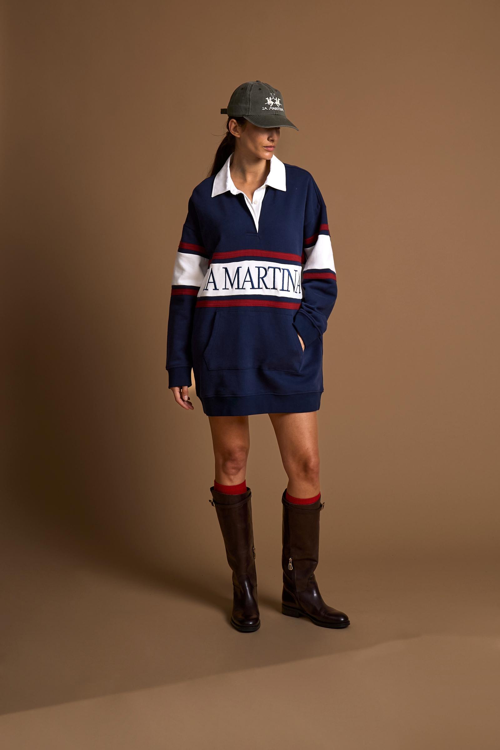 Women's oversized cotton sweatshirt with college stripes - Dione