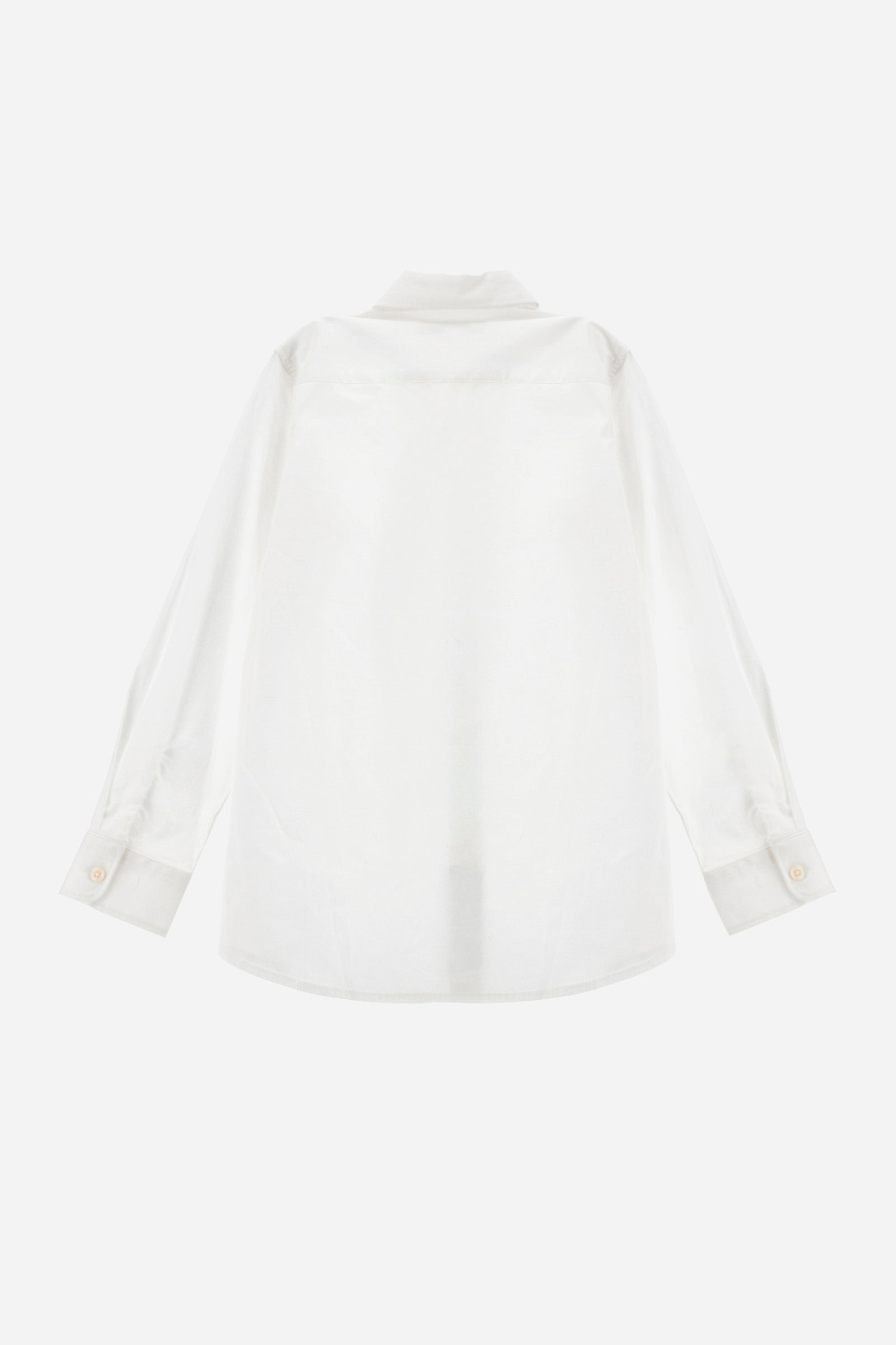 Boys' single-colour cotton poplin shirt with a spread collar and regular fit. Features an embroidered logo on the front for a stylish touch. - Optic White