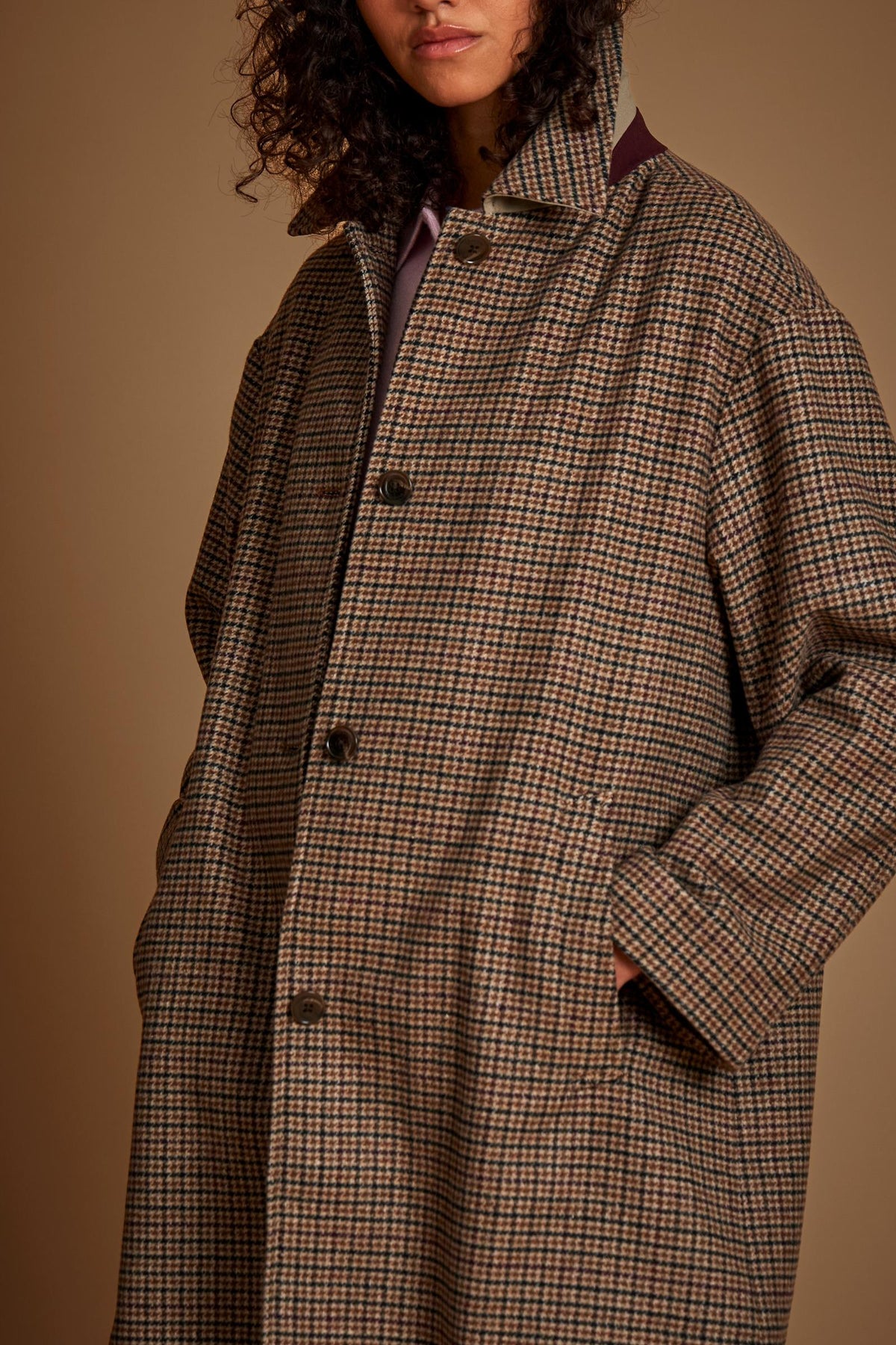 Women's wool blend houndstooth coat - Dulce