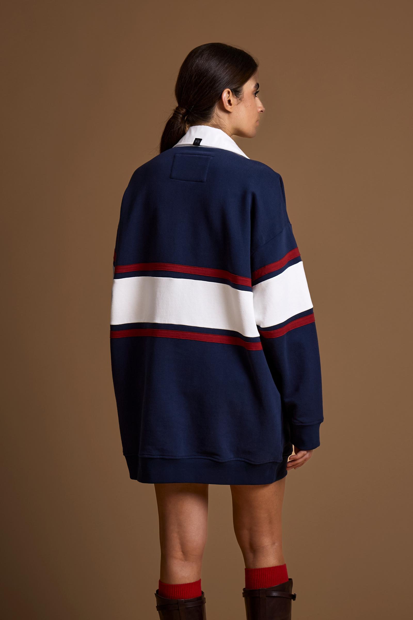 Women's oversized cotton sweatshirt with college stripes - Dione