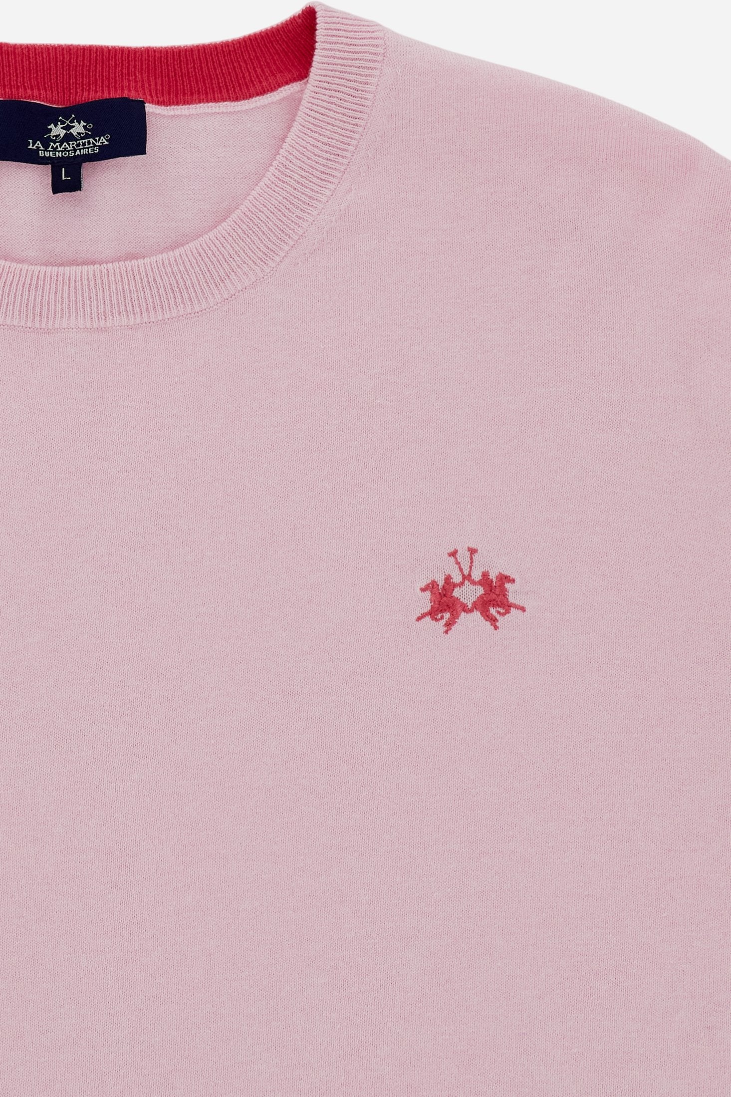 Crewneck sweater in lightweight 100% cotton with a regular fit. Ribbed collar, cuffs and hem. Contrast details inside the neckline, echoed on the cuffs, and embroidered logo on the chest. - FairTale                                                                                                                                                                                                                                                                                                                          