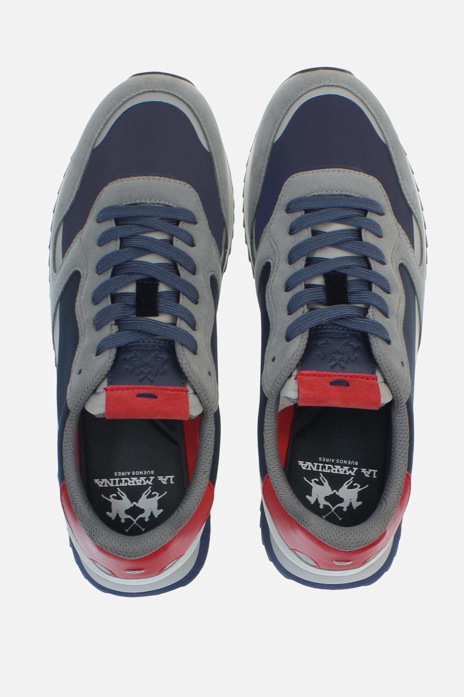 La Bombonera casual trainers with technical fabric, suede and rubber inserts. Urban design meets hand-stitched craftsmanship for a unique style. - GRAY/BLACK