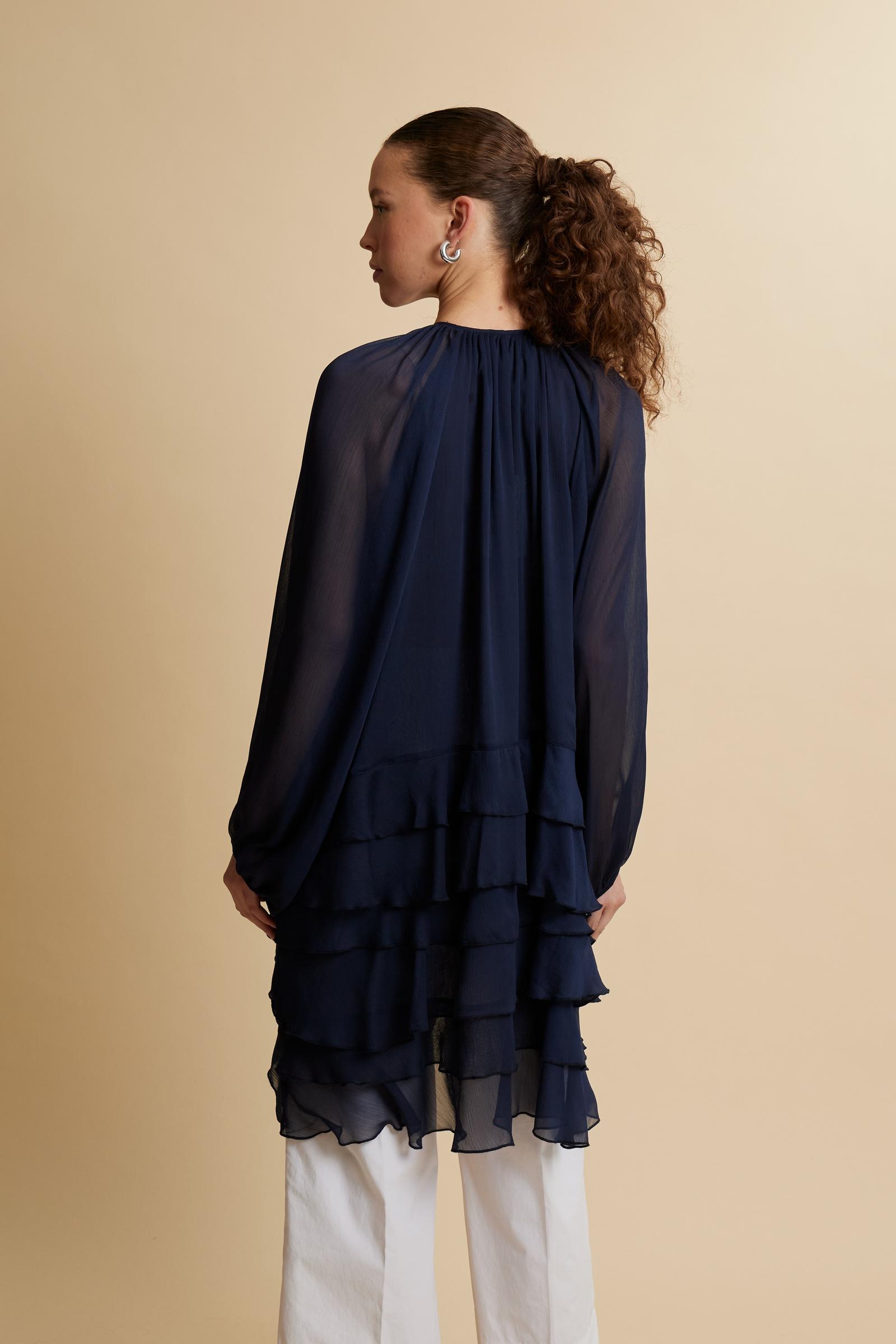 Women’s crinkle chiffon dress with ruffles - Celia