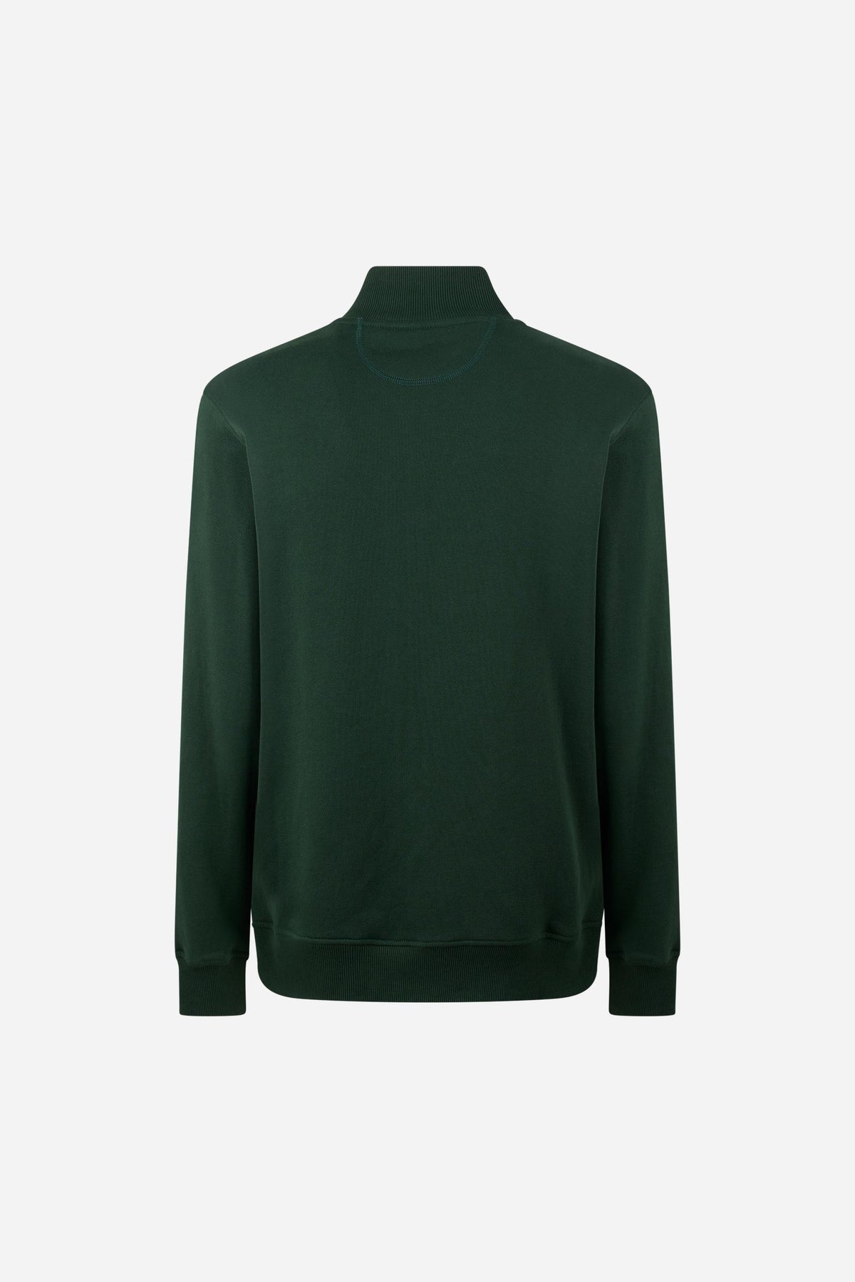Men's 100% cotton fleece sweatshirt with a high collar, customized zipper, ribbed cuffs and hem, regular fit, and a subtle embroidered logo for comfort and style. - Sycamore