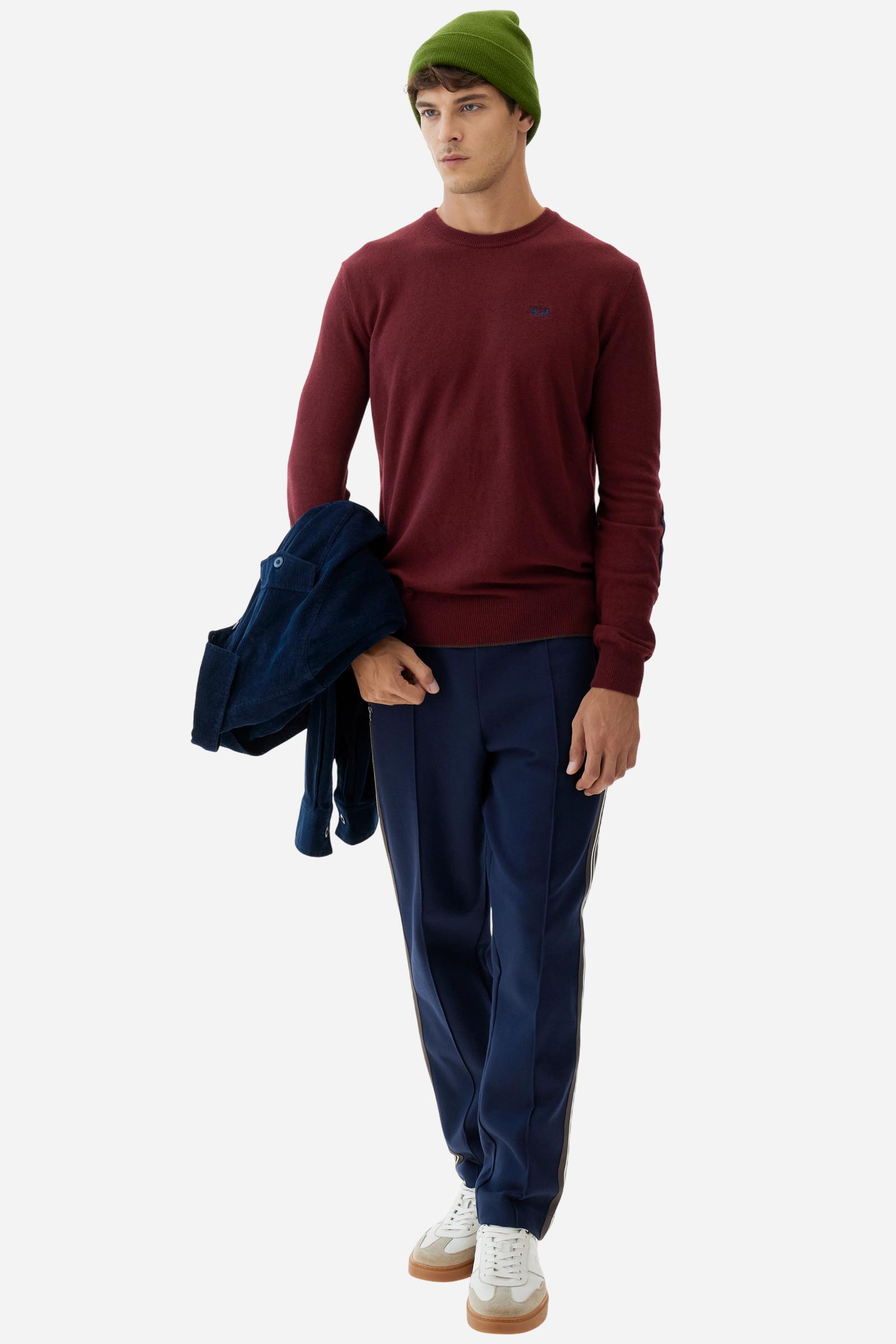 Men’s crew neck sweater with elbow patches - Bobbiejo