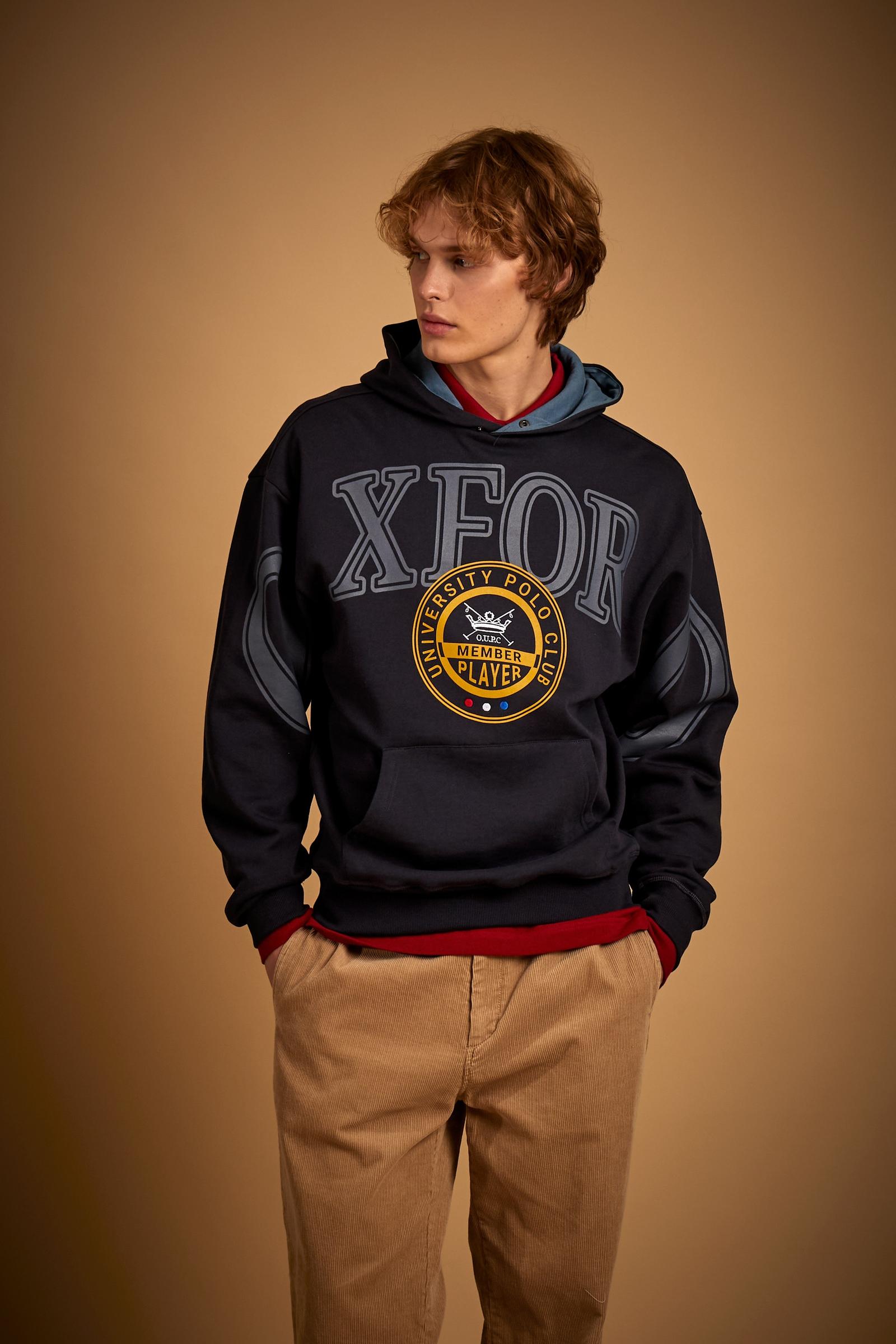Felpa para hombre con capucha en algodón perchado Oxford - Demetrio