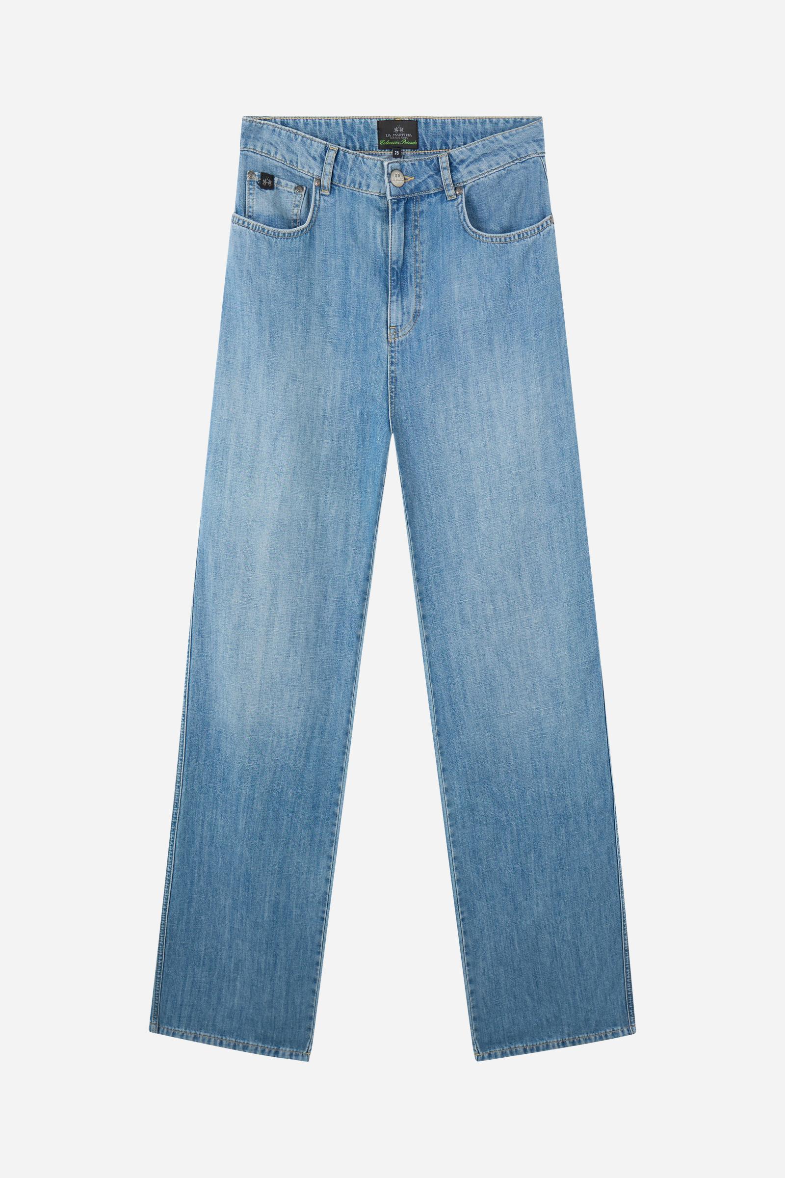Women's relaxed light indigo cotton denim jeans - Emilie