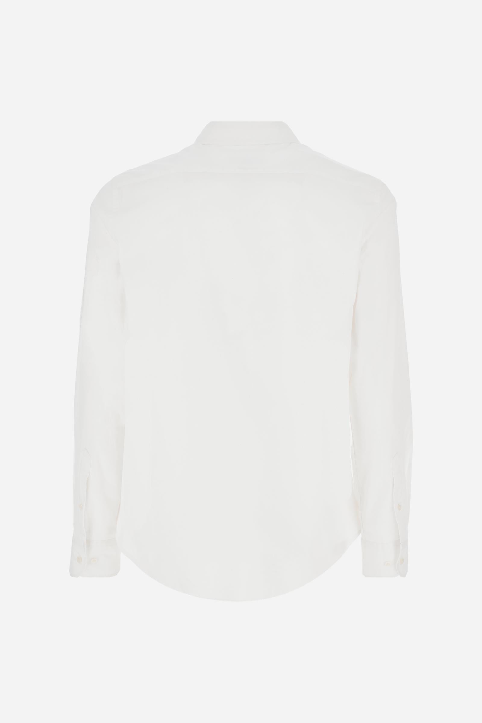 Men's long-sleeved shirt in cotton poplin. Slim fit with semi-cutaway collar. - Optic White