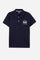 Short-sleeved polo shirt for boys made from lightweight 100% cotton jersey in a solid colour. The style features a two-button front opening and shirt collar in the same fabric. The contrast inner collar tape recalls the Team logo printed on the chest, while the brand lettering under the collar completes the garment with an iconic and recognisable detail. - Navy
