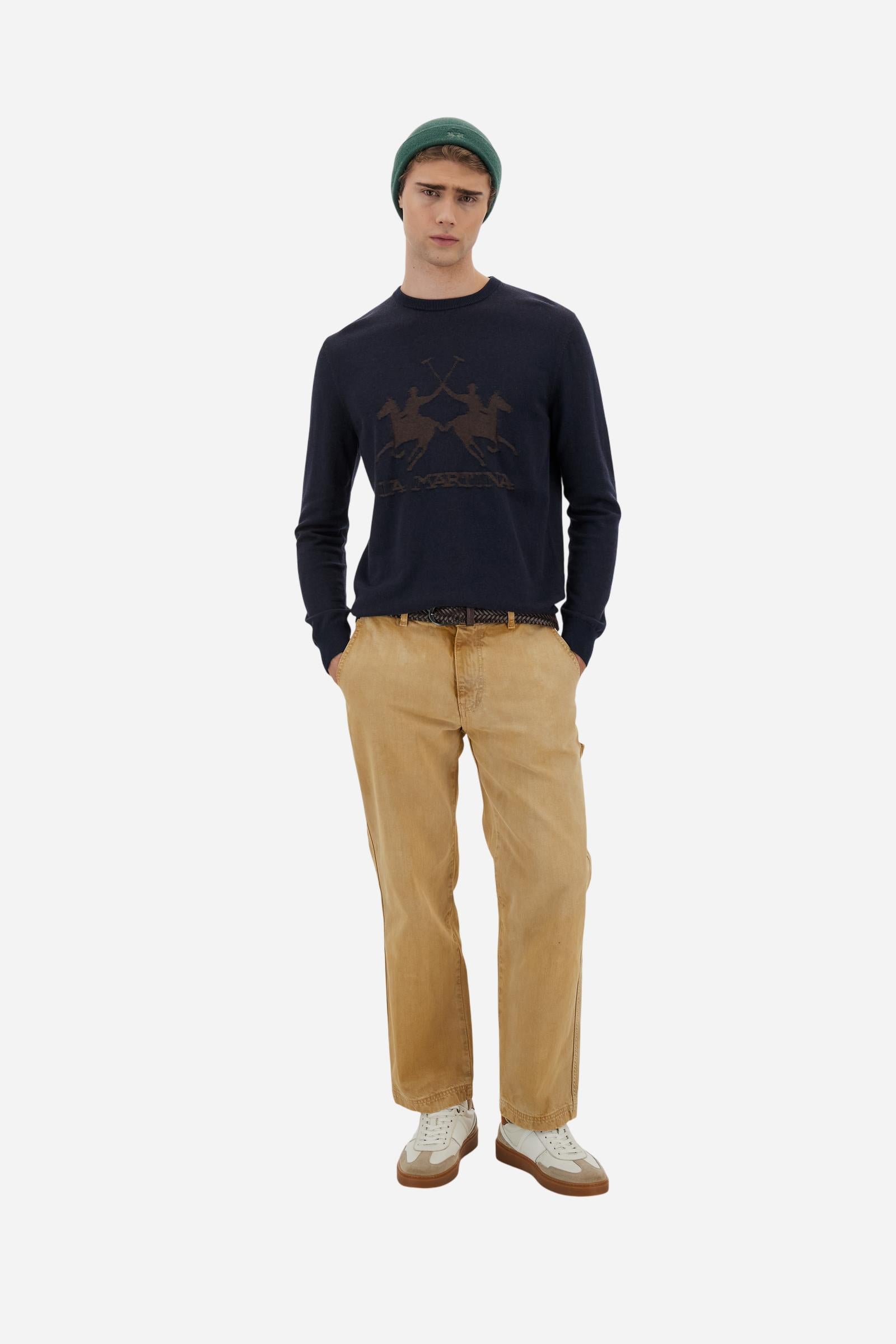 MAN CREW NECK SWEATER WOOL COT