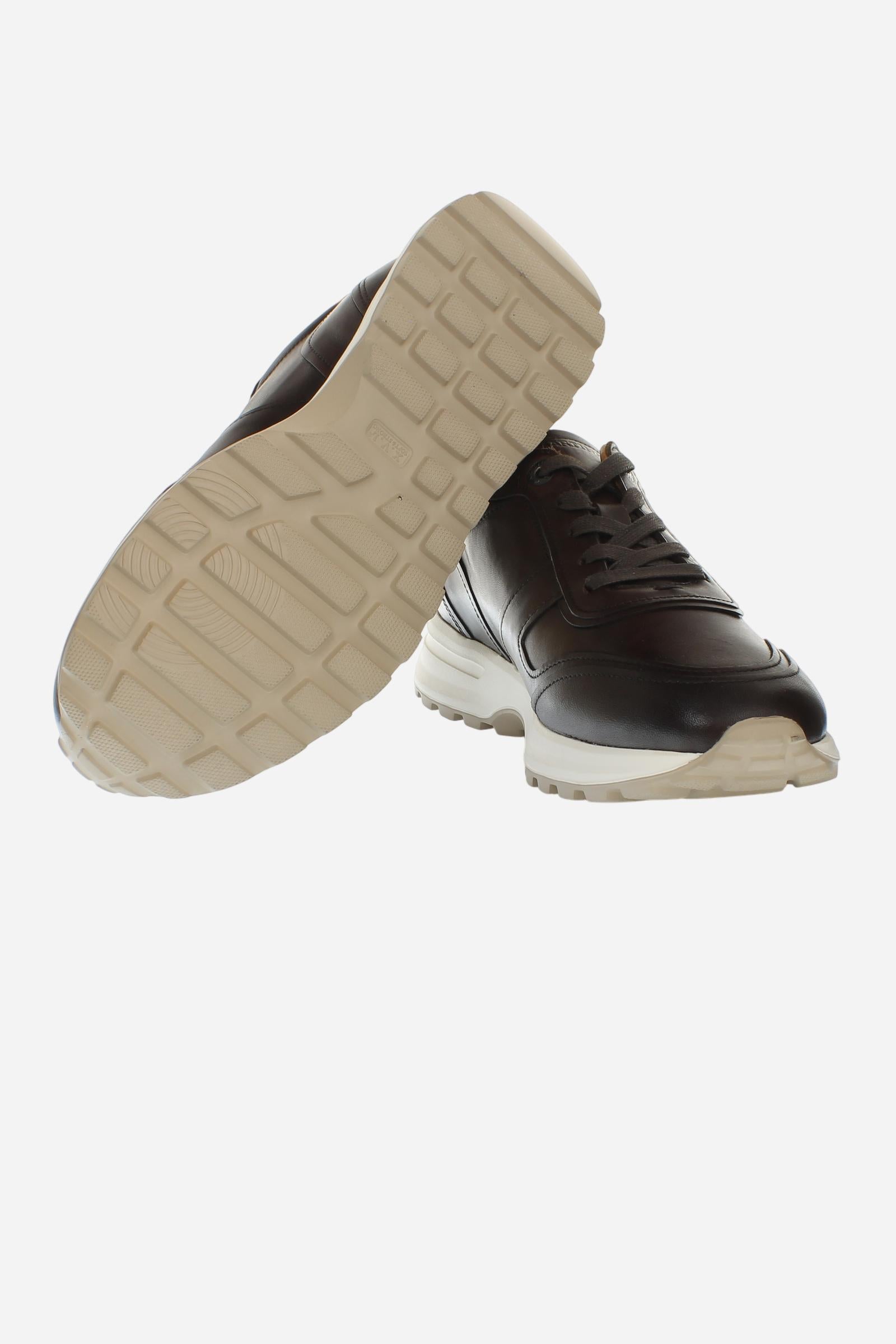 Sneaker uomo in pelle e suede con suola ammortizzata