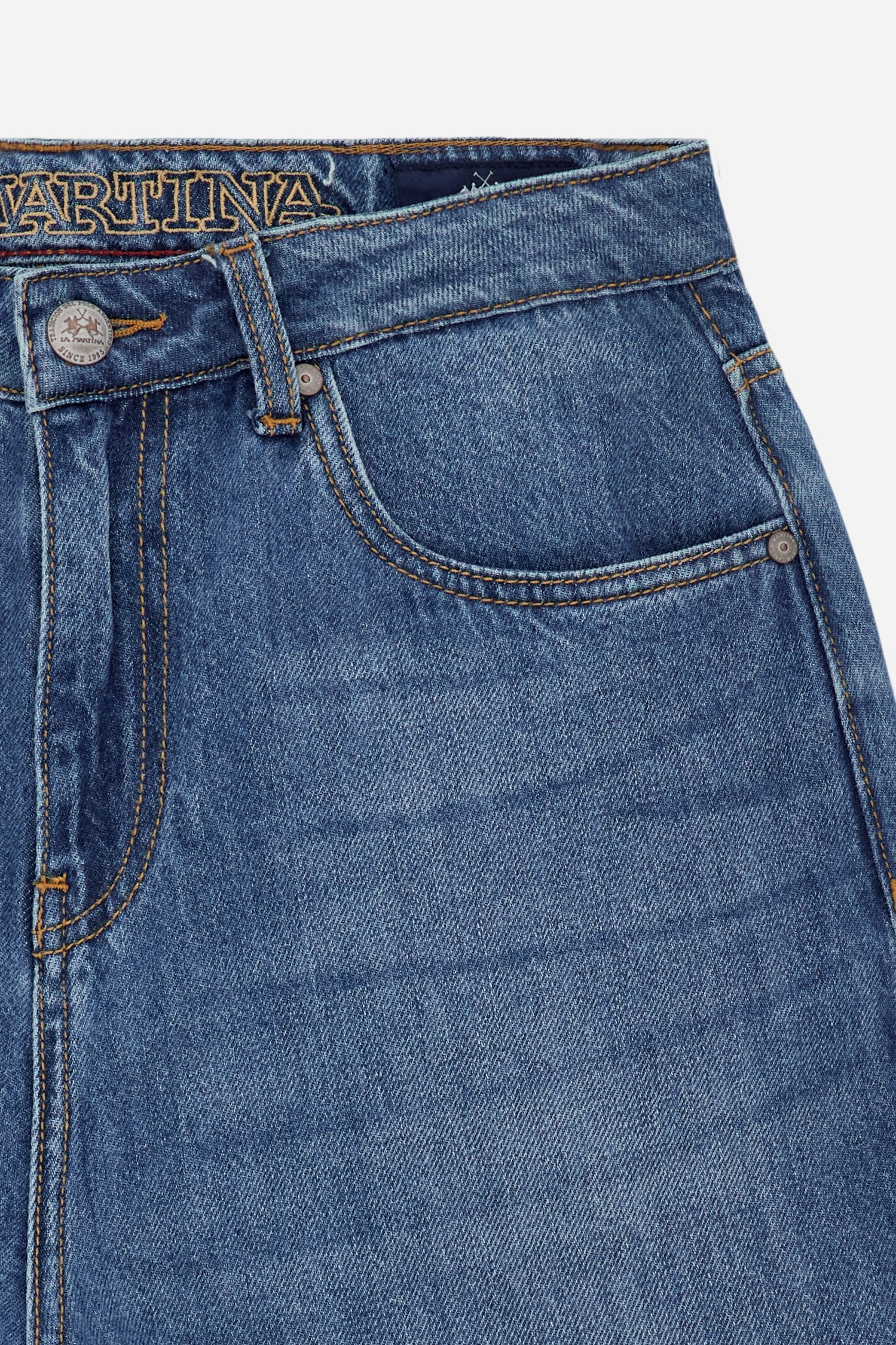 Jean homme en denim délavage moyen coupe regular en coton – Carl