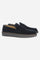 Men's suede loafer with glove stitching, embossed logo, and brown rubber sole for comfort and style. Handcrafted in Italy for casual and semi-formal wear. - Salute