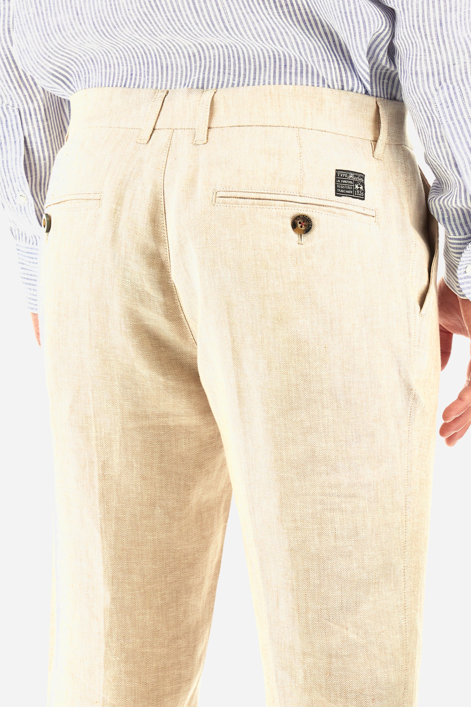 Pantalone chino regular fit in lino - Yngraham