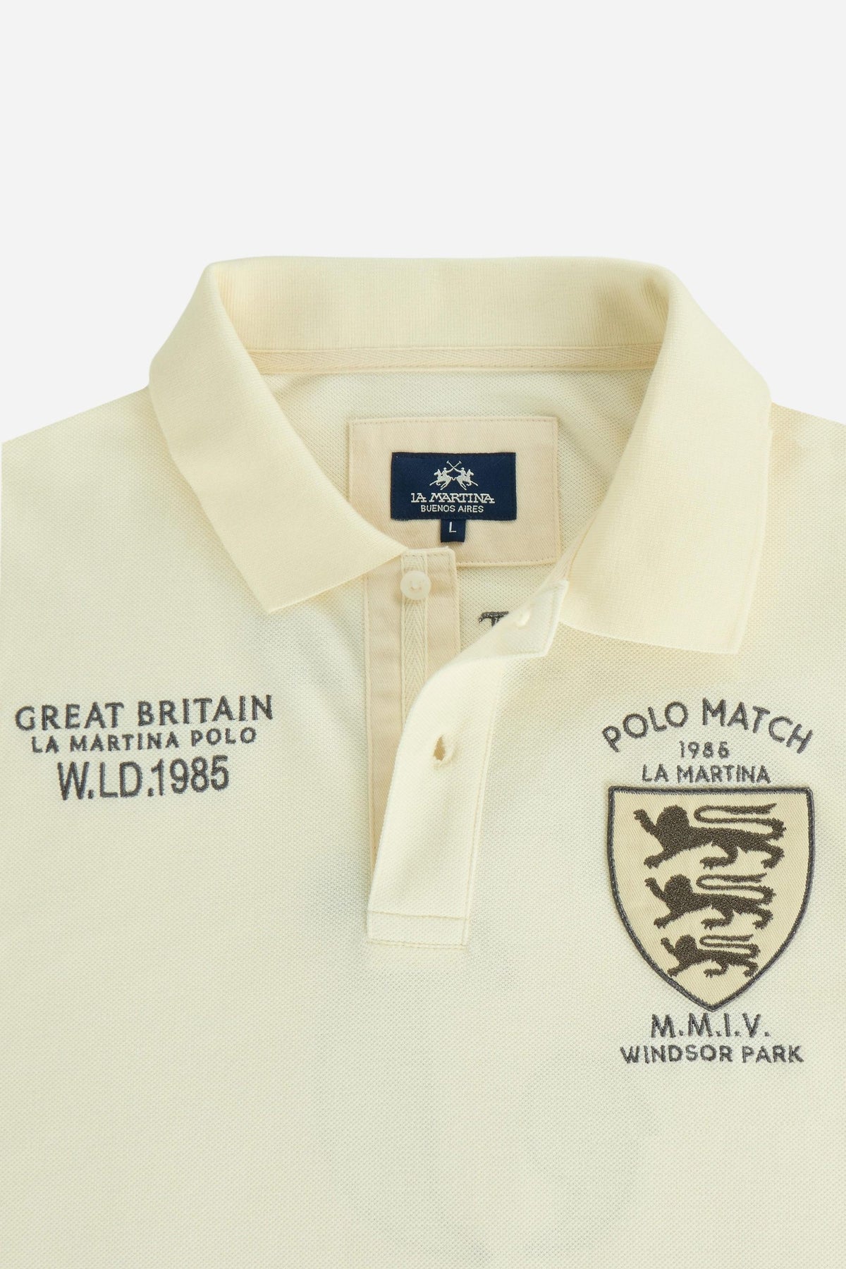 Men's long-sleeve cotton piqué polo shirt Polo Match Engadine