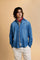 Men's shirt with long sleeves in 100% cotton lightweight denim. Medium wash with all-over light highlights. Semi-cutaway collar. The logo is embroidered in contrasting colour thread on the left side of the chest. Regular fit. The model is wearing a size L. - Medium Indigo Denim                                                                                                                                                                                                                                          