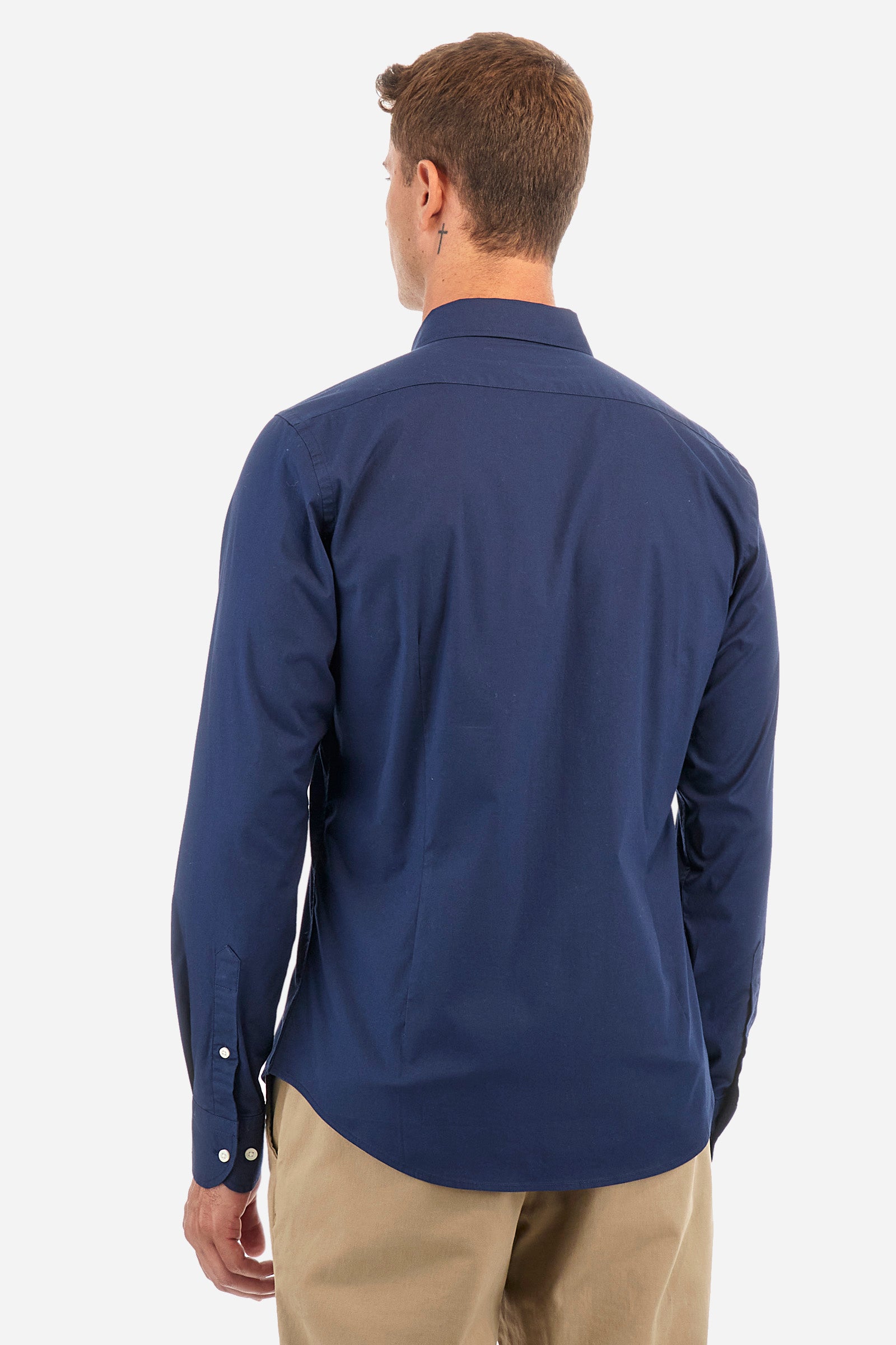 Slim-fit shirt in elasticated cotton - Leon