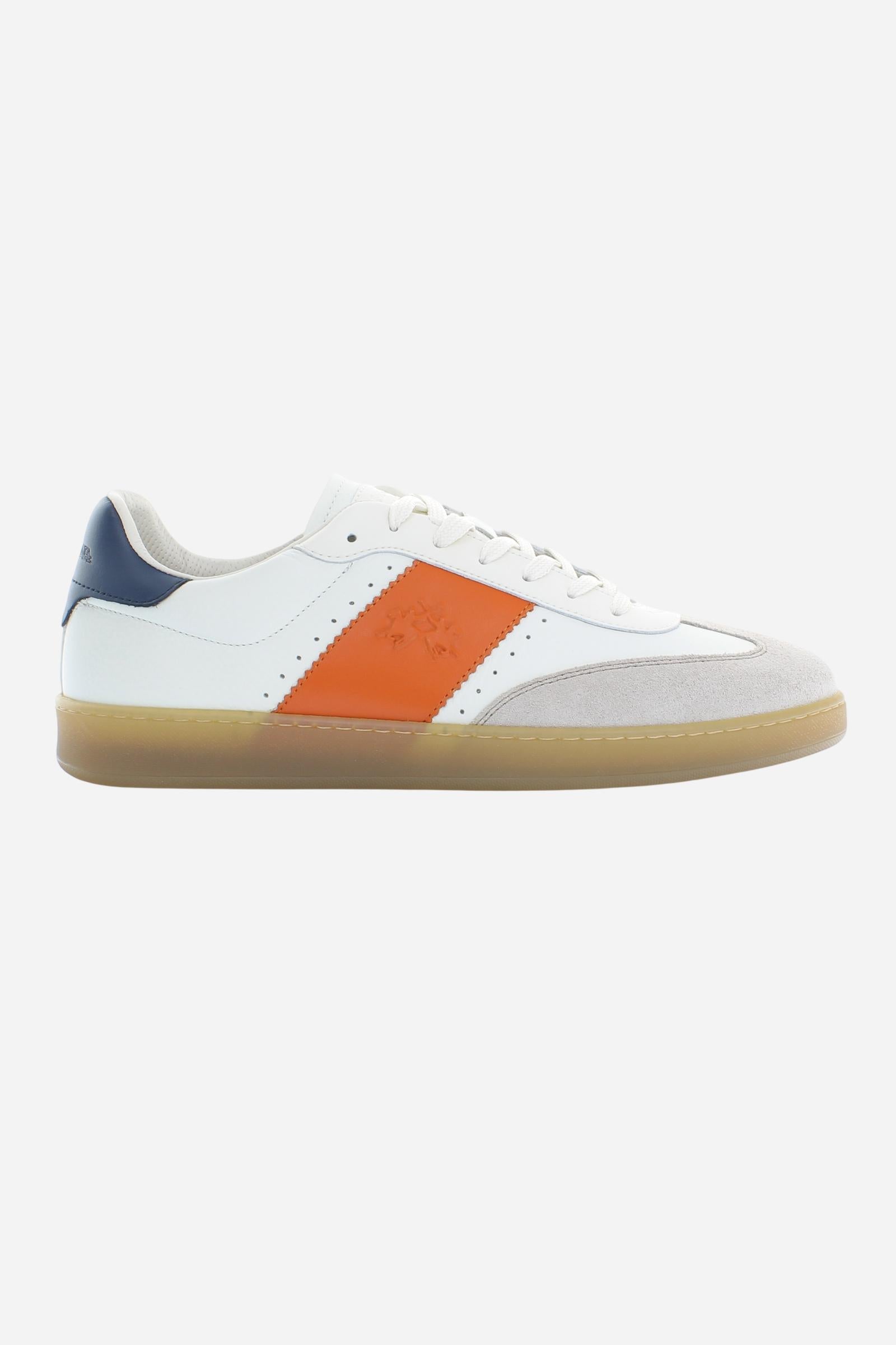 Men’s retro tennis sneakers in calf leather and suede - Sage