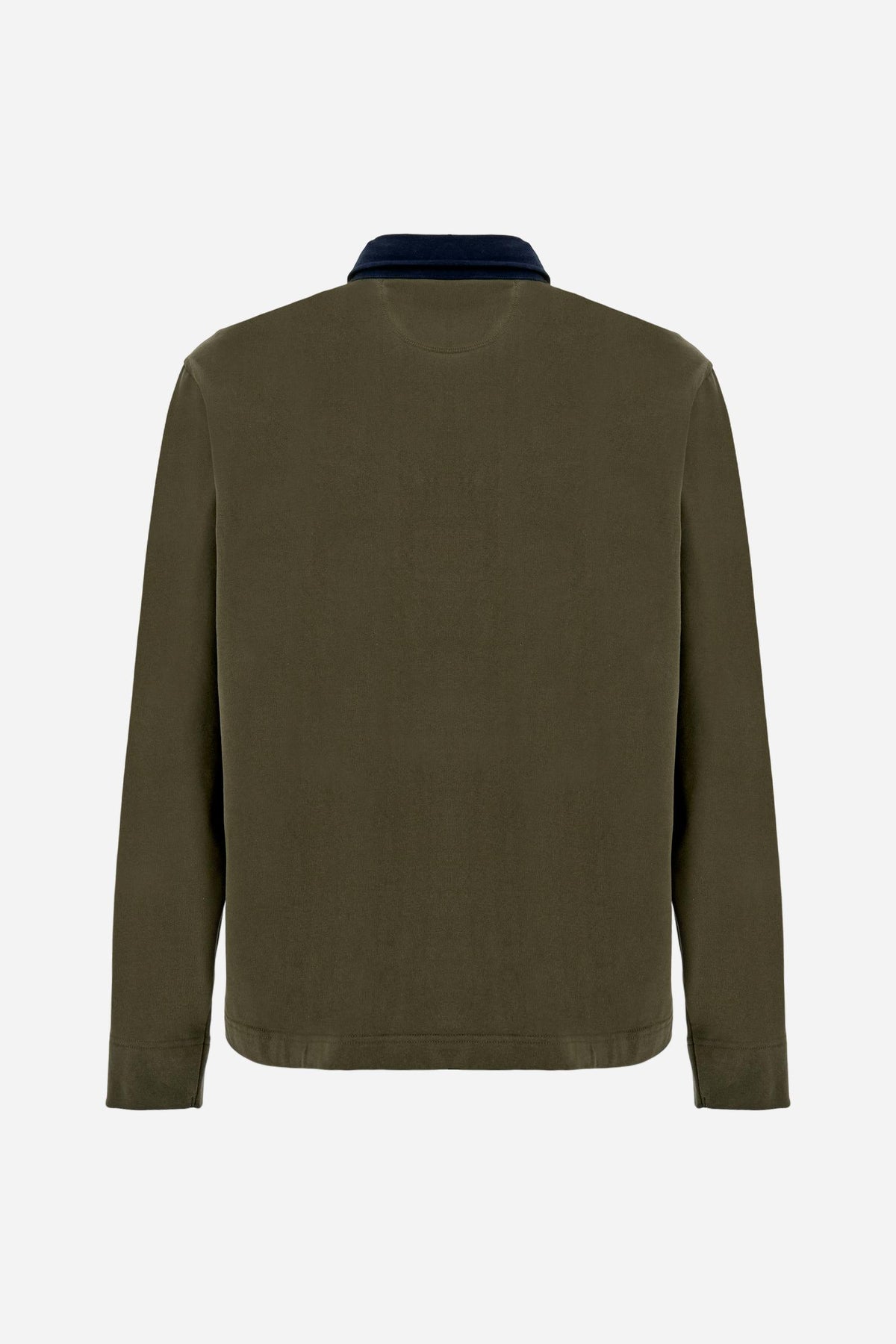 Men's long sleeve cotton jersey polo with maxi logo - Devin