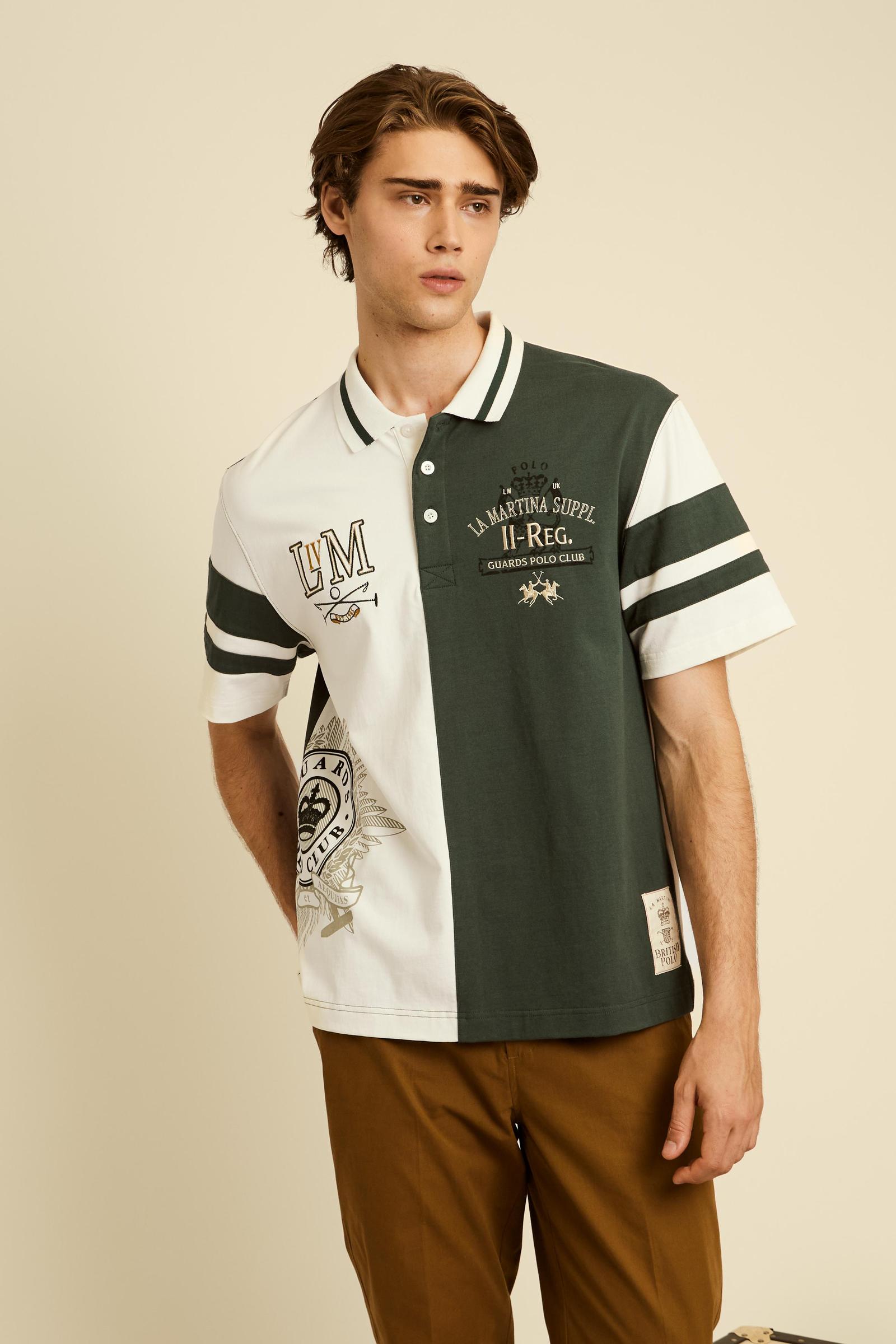 Men’s short-sleeved two-tone heavy cotton jersey polo shirt Guards - Cornelius