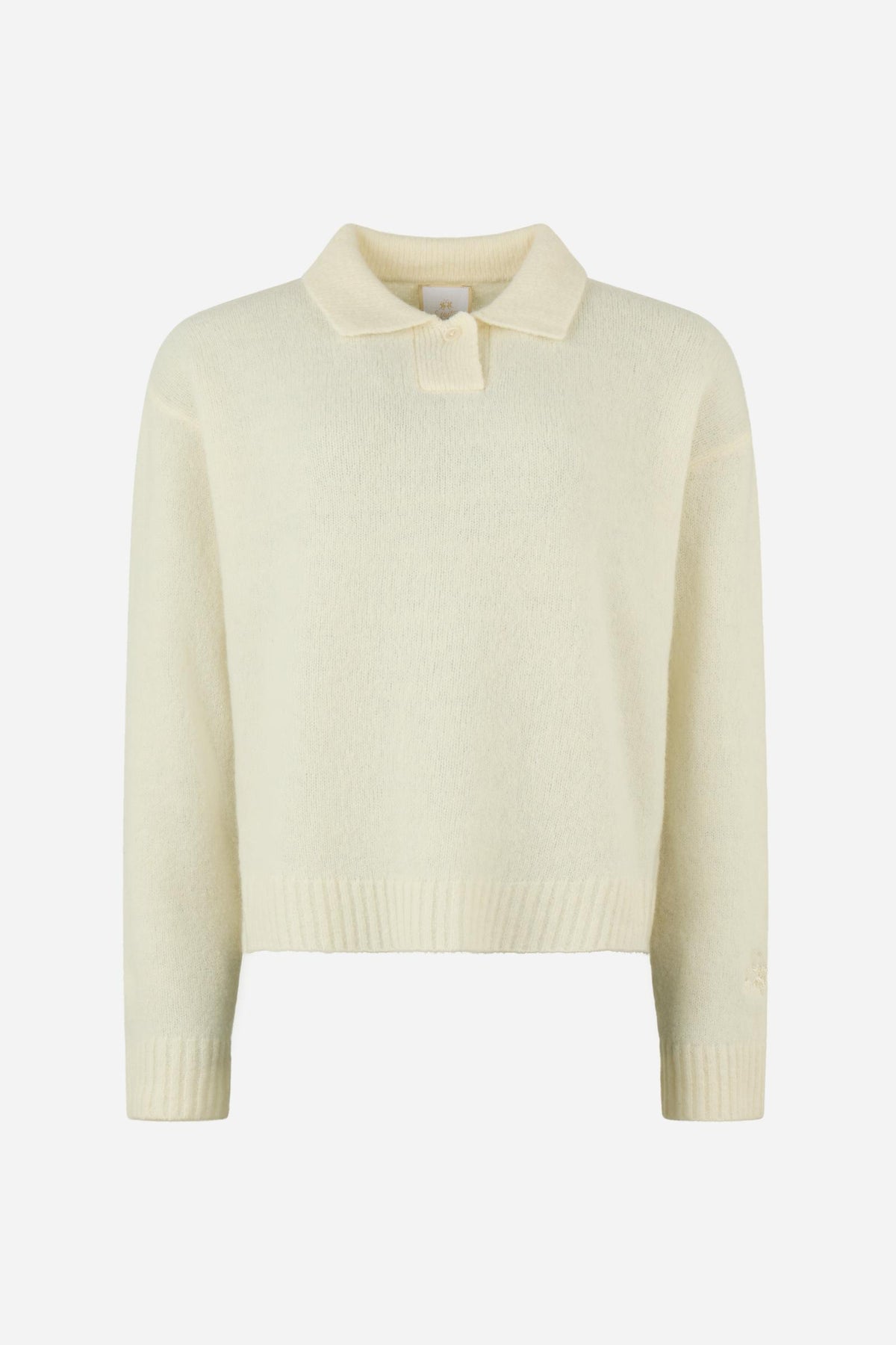 Women's cropped polo in lambswool knit - Elvira