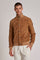 Men's regular-fit suede bomber jacket. Crew neckline and front button fastenings. Fabric hem, sleeves and collar for maximum comfort. La Martina logo appliqué on the sleeve. Part of the Blue Ribbon Capsule Collection, it is ideal for adding a touch of originality to a sporty or casual look. The regular fit adapts perfectly to any body type. The model is 187 cm tall and wearing a size L. - Dijon